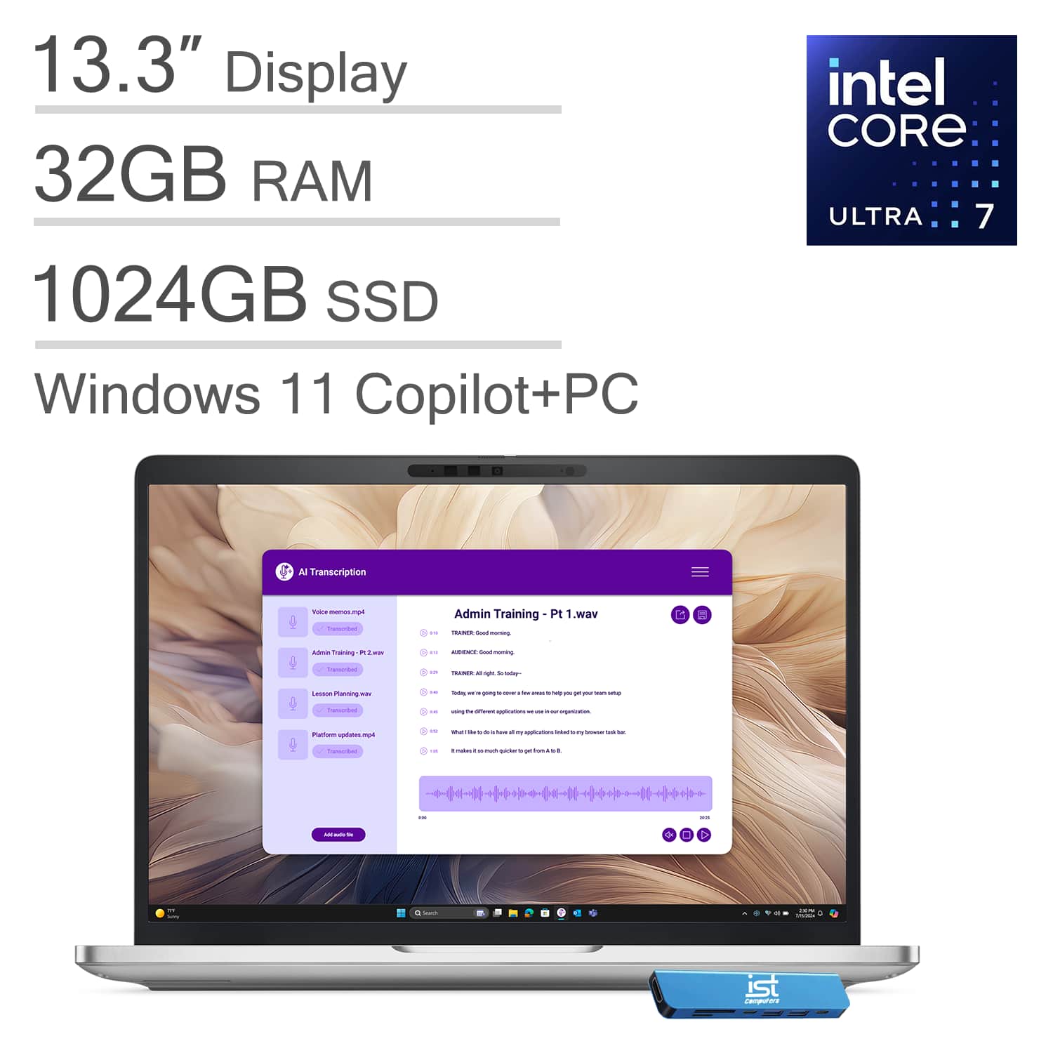 Dell - Pro 13 Plus PB13250 13.3" FHD+ Laptop - Copilot+ PC - Intel Ultra 7 268V - Wi-Fi 7 - 5G - 32GB RAM - 1TB SSD - Win 11Pro - Silver