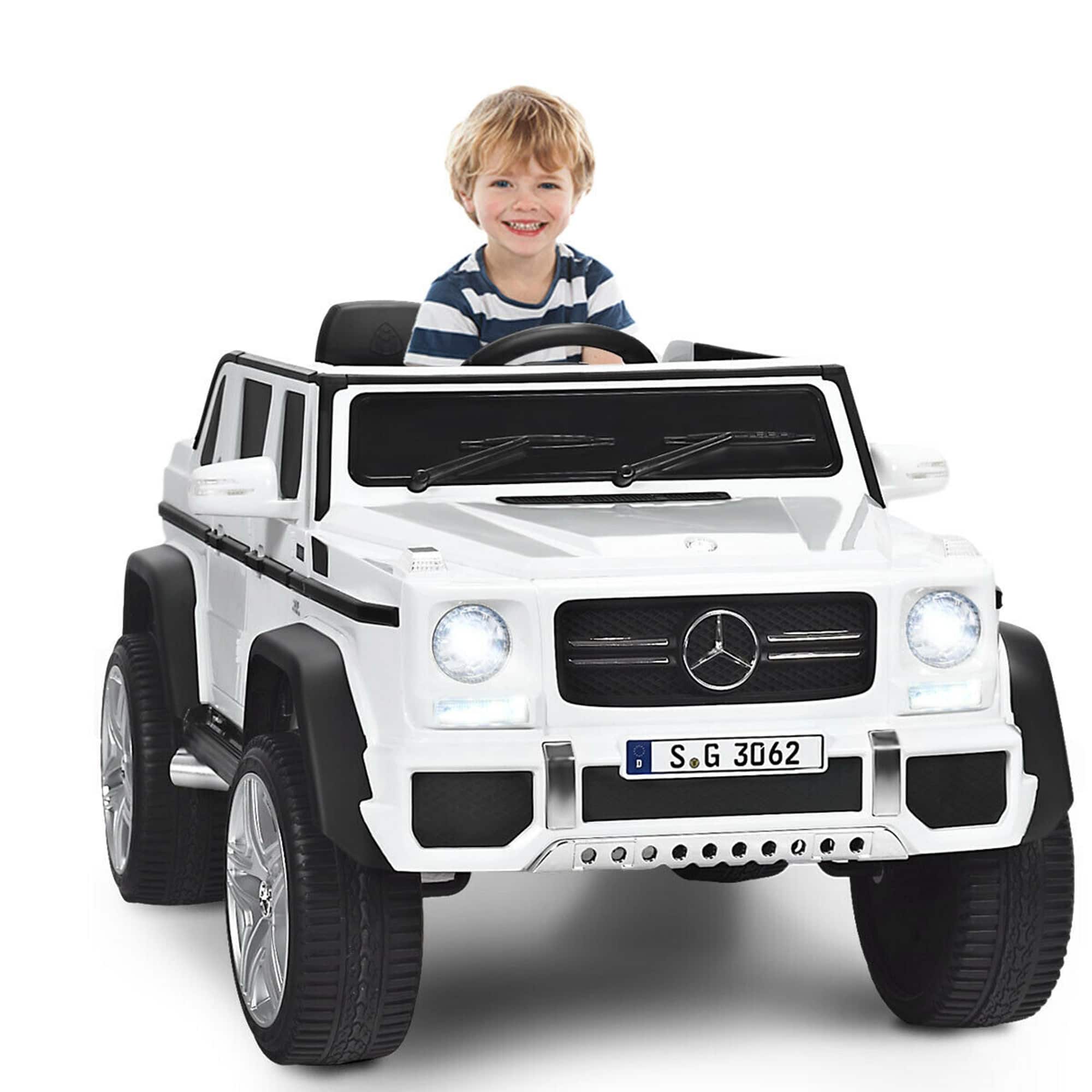 Front. Gymax - Gymax 12V Licensed Mercedes-Benz Kids Ride On Car RC Motorized Vehicles w/ Trunk White - White.