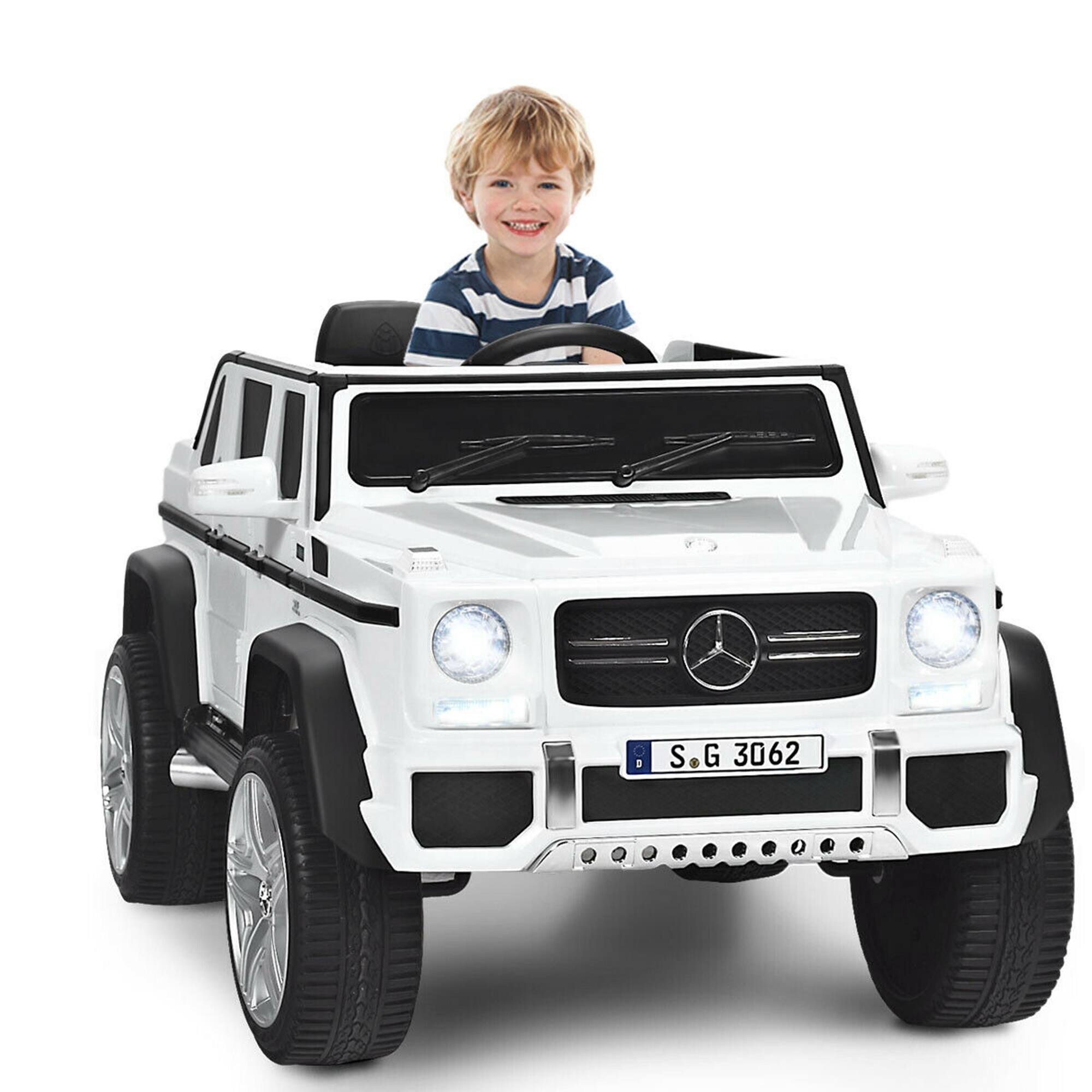 Gymax - 12V Licensed Mercedes-Benz Kids Ride On Car RC Motorized Vehicles w/ Trunk - White