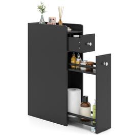Gymax - Small Bathroom Storage Cabinet 4-Tier Narrow Toilet Side Storage Cabinet - Black