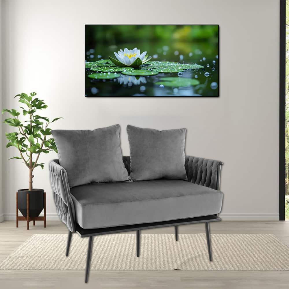 Hivvago - Contemporary Upholstered Loveseat Couch with Soft Dutch Velvet Fabric - Gray