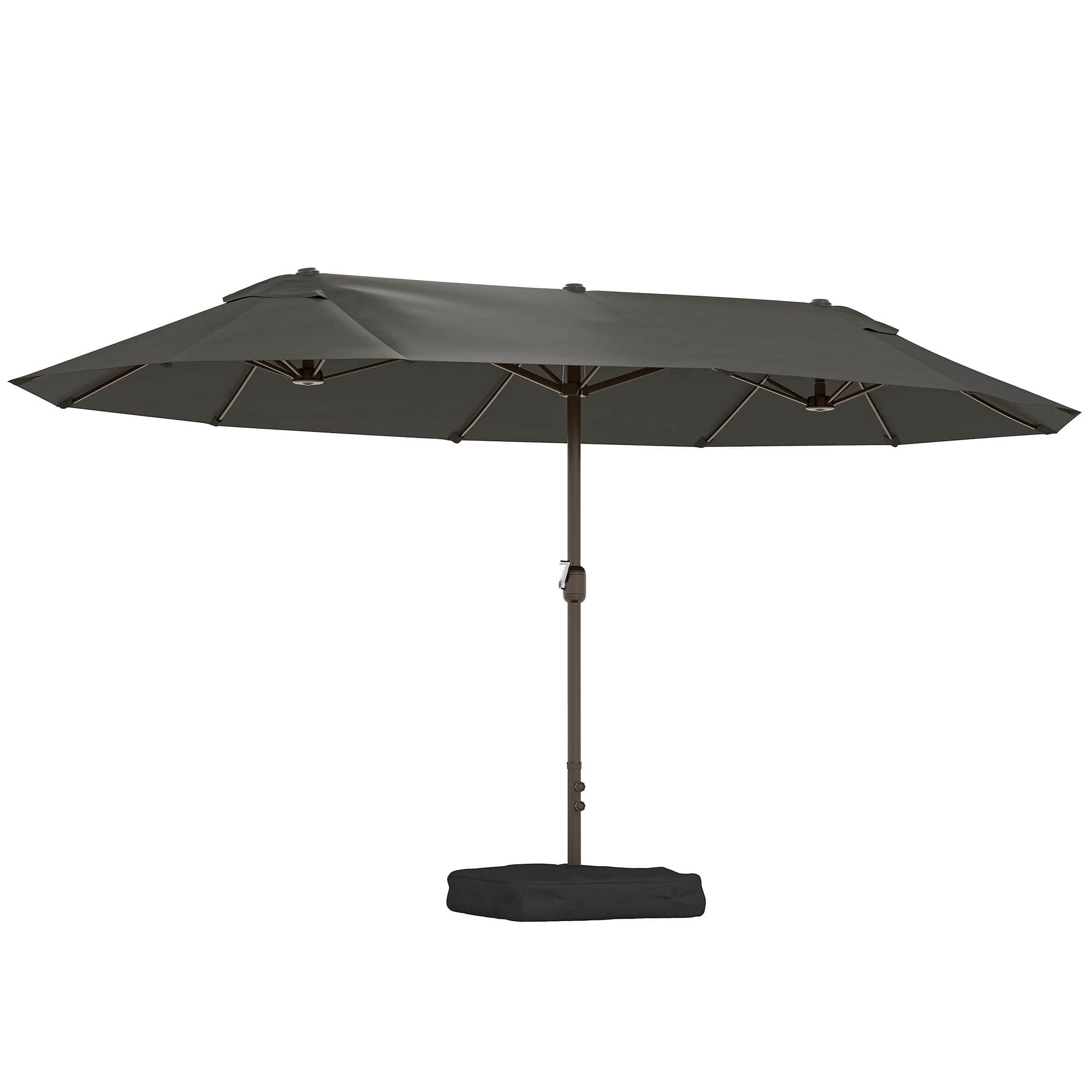 Front. Outsunny - Patio Umbrella 15' Steel Rectangular Outdoor Double Sided Market with base - Dark Grey/Charcoal grey.