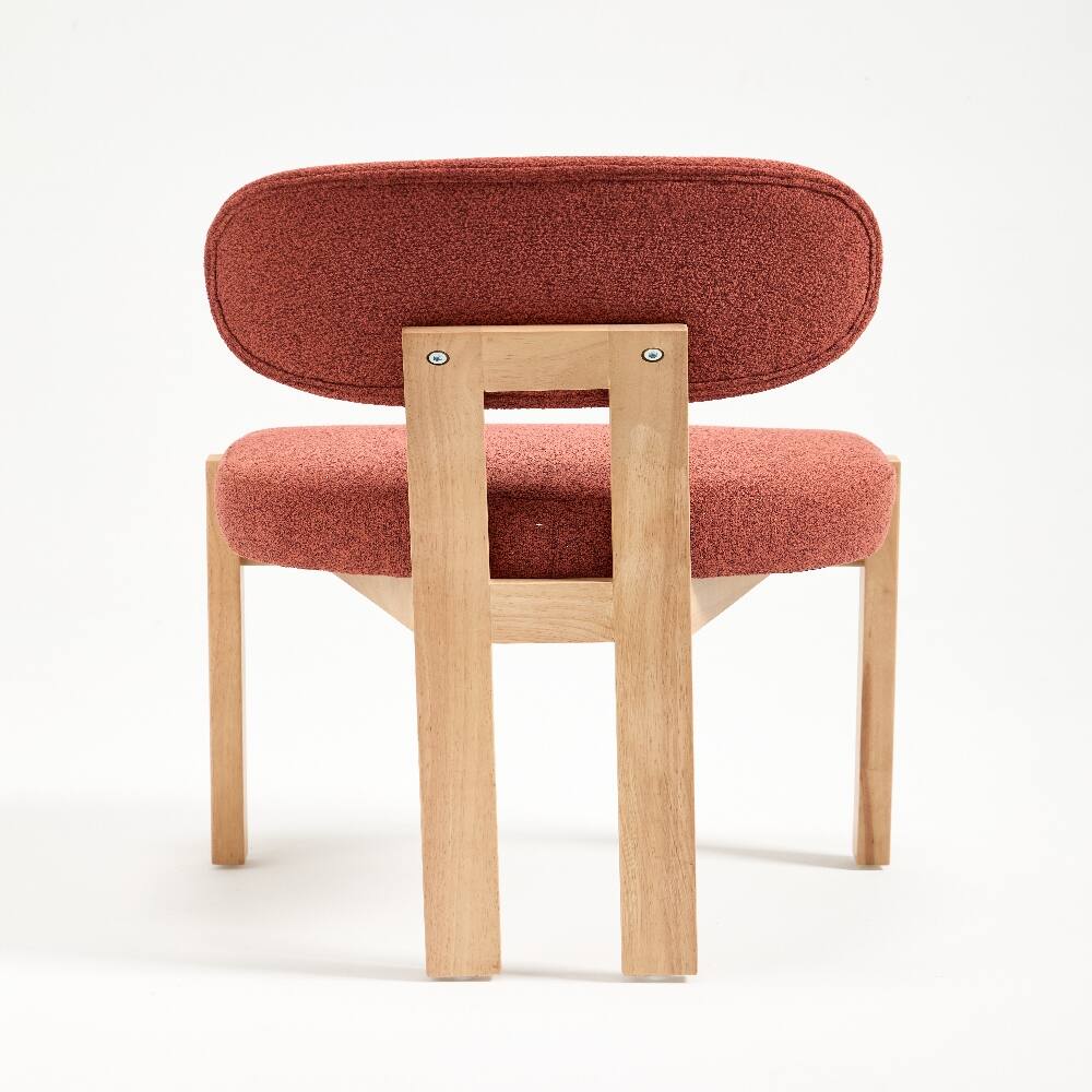 Alt View 9. Loheer - Loheer Wooden Dining Chairs Set of 2 Modern Fabric Upholstered Kitchen Farmhouse Dinner Chair Dark Orange - Dark Orange.