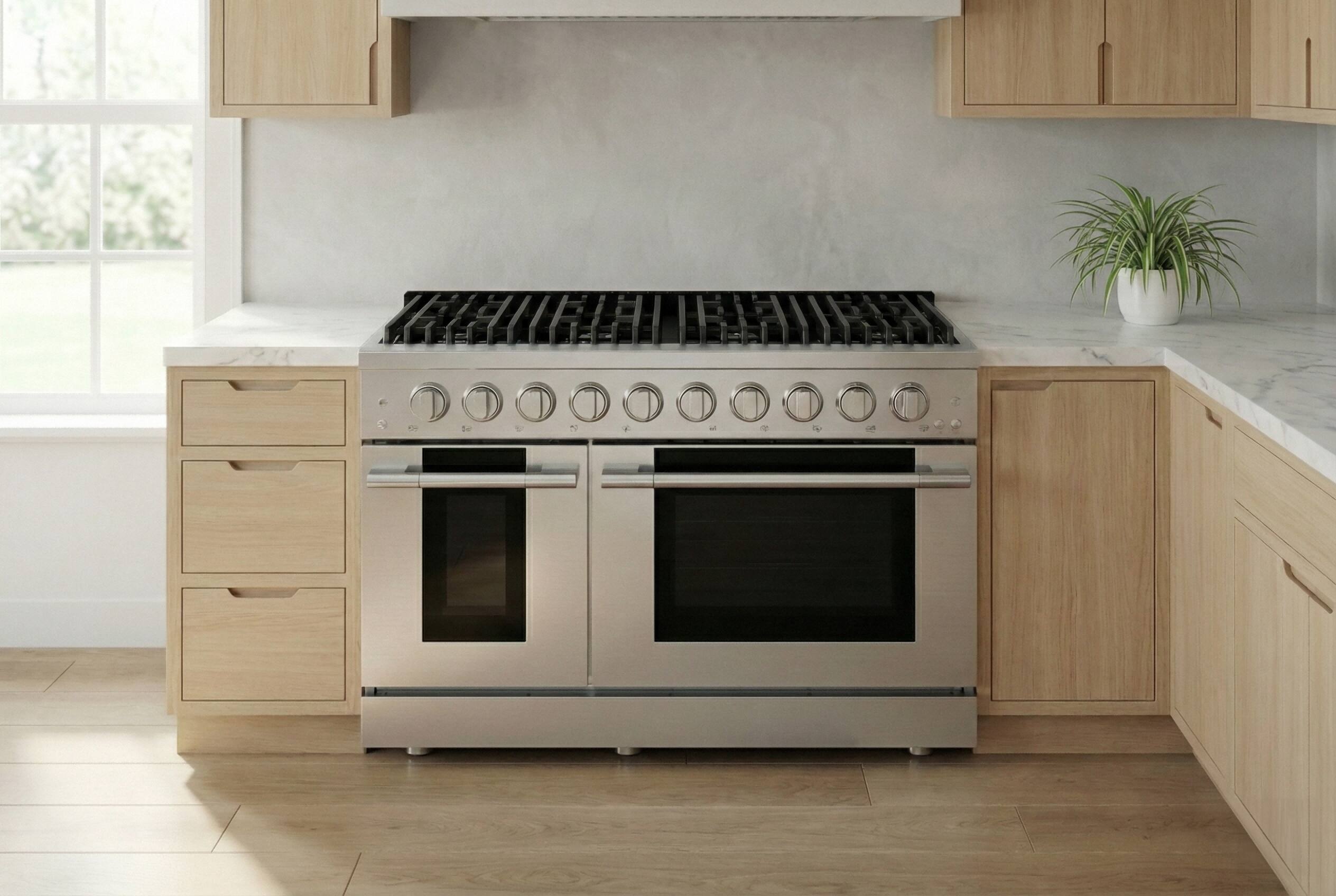 Alt View 2. Hauslane - HausPro 48 in. 8 Burners (20,000 BTU) Freestanding Gas Range Range - Stainless Steel.