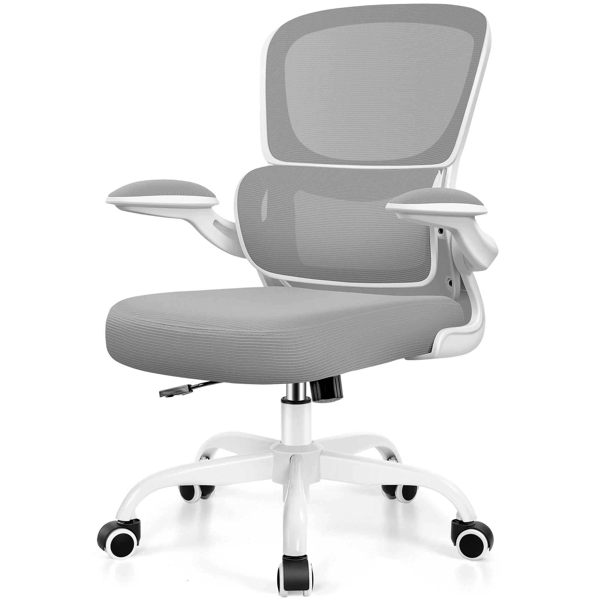 Alt View 4. KERDOM - Ergonomic Office Chair with Flip-up Arms, Breathable Mesh High Back Home Computer Chair with Lumbar Support, Desk Chair - Light Grey.