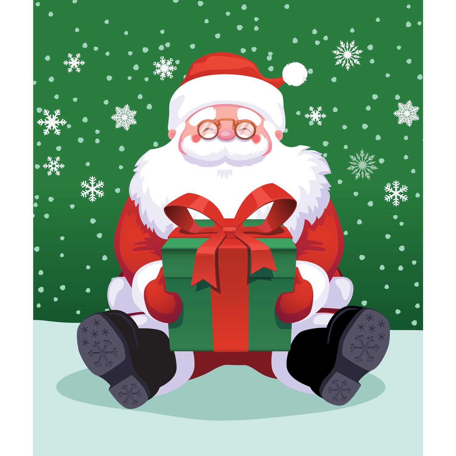 Front. Celebrations - Garage Celebrations Santa 7 ft. x 8 ft. Garage Door Cover - Multicolored.
