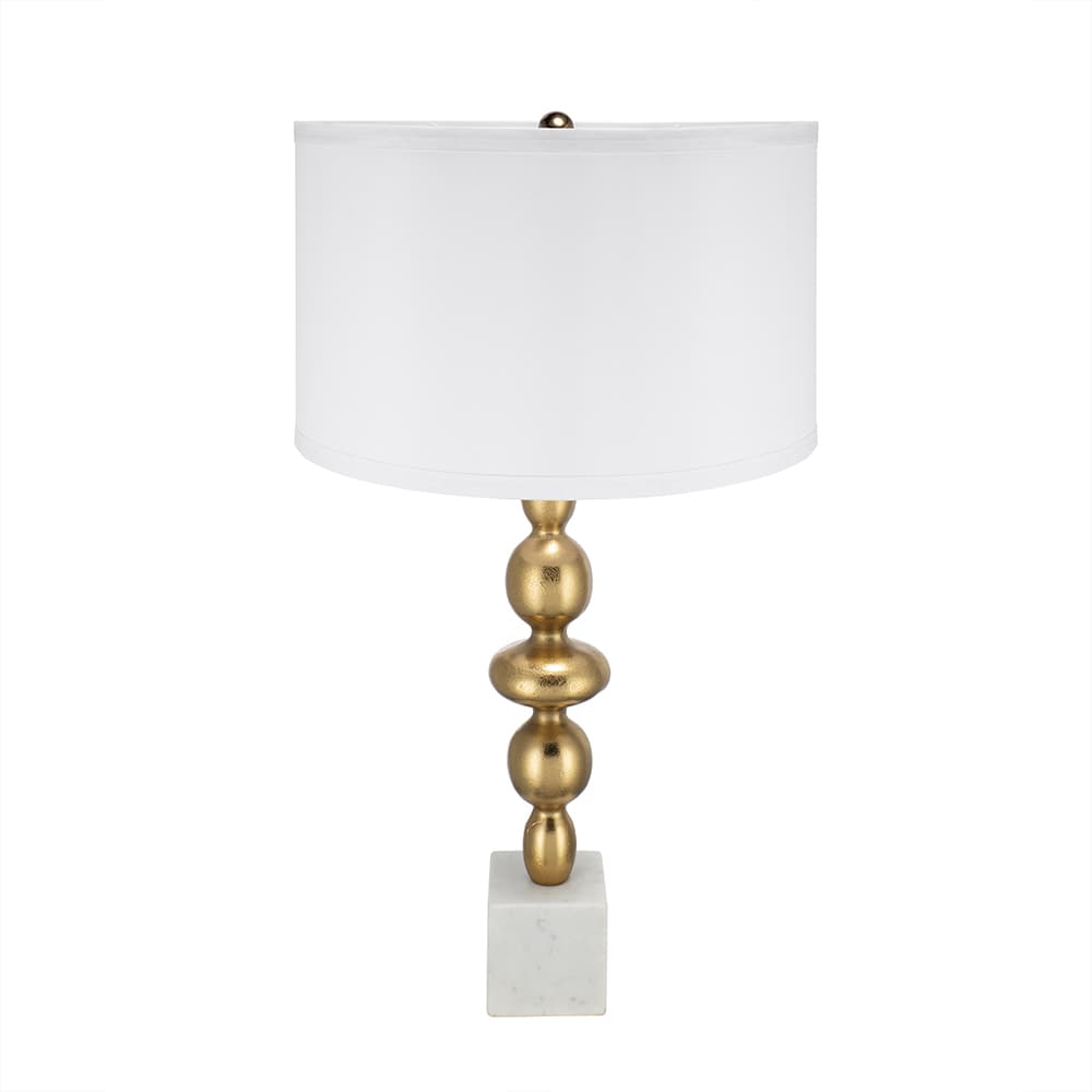 Front. Luckbyte - 15x29.5 Inch Gold White Round Four Tiered Table Lamp Shade Assembly Required.