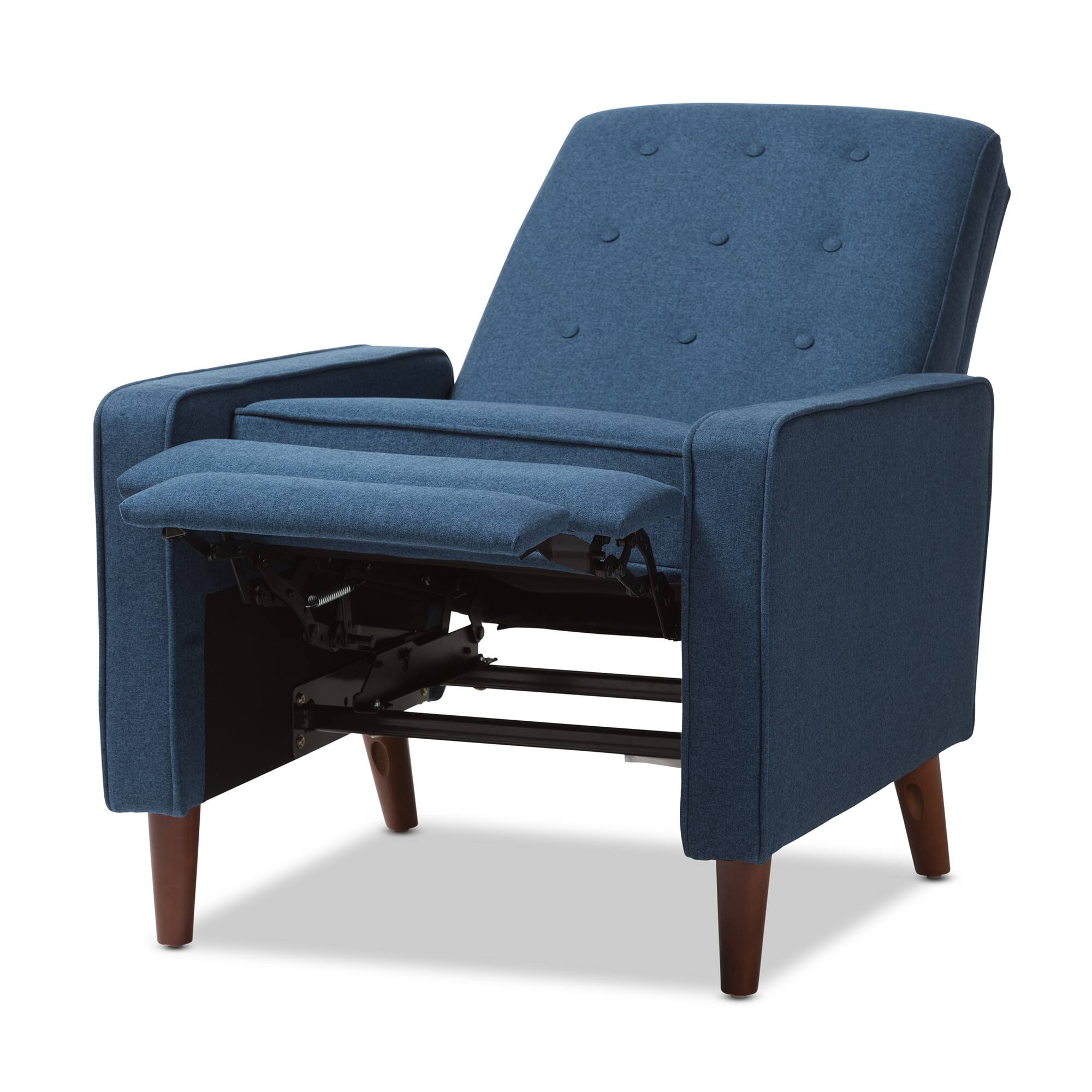 Left. Baxton Studio - Mathias Mid-century Modern Fabric Upholstered Lounge Chair - Blue.