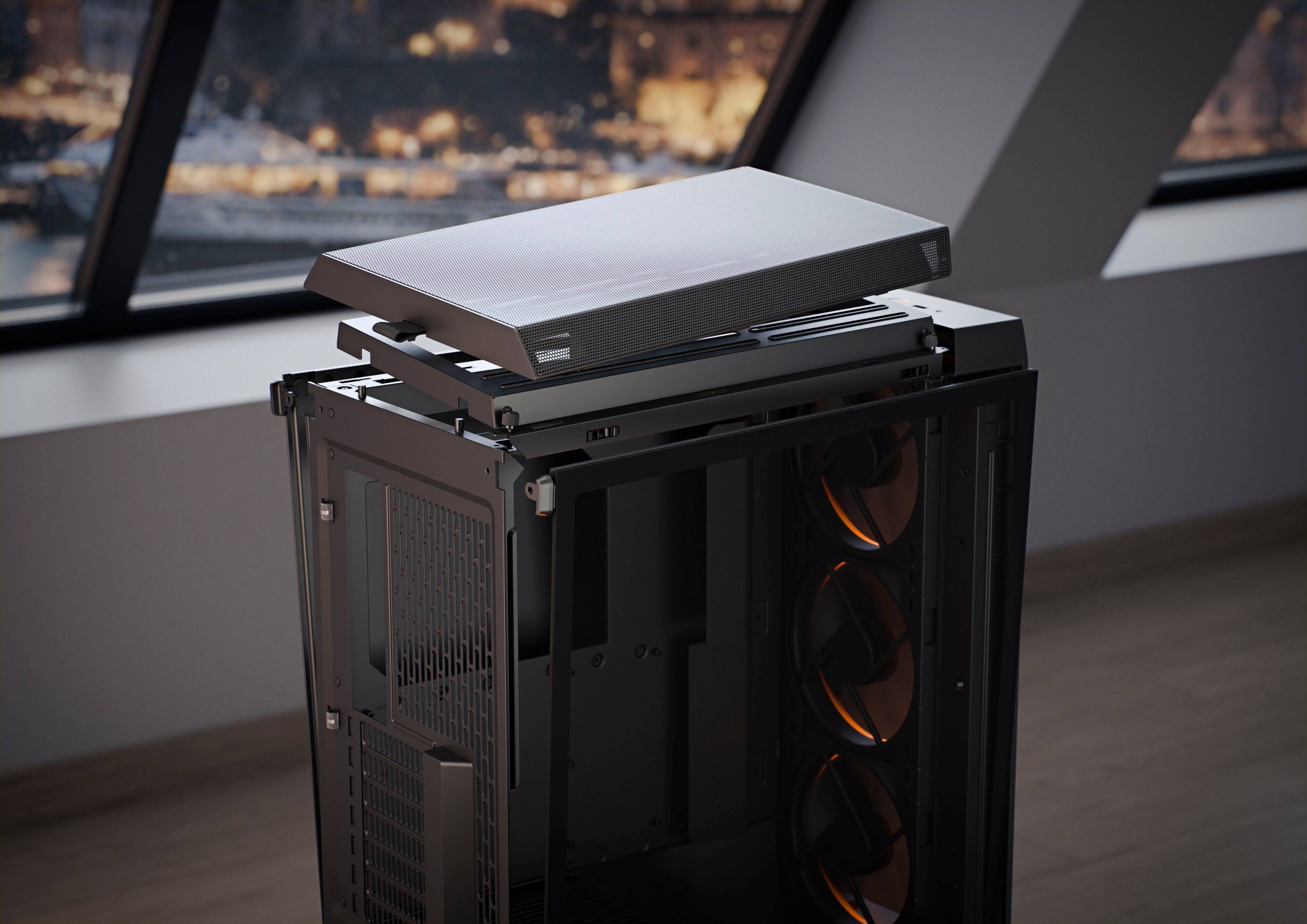 Alt View 12. Fractal Design - Meshify 3 RGB ATX mATX Black Chassis with Light Tinted TG Side Panel Mid-Tower PC Case - Black.