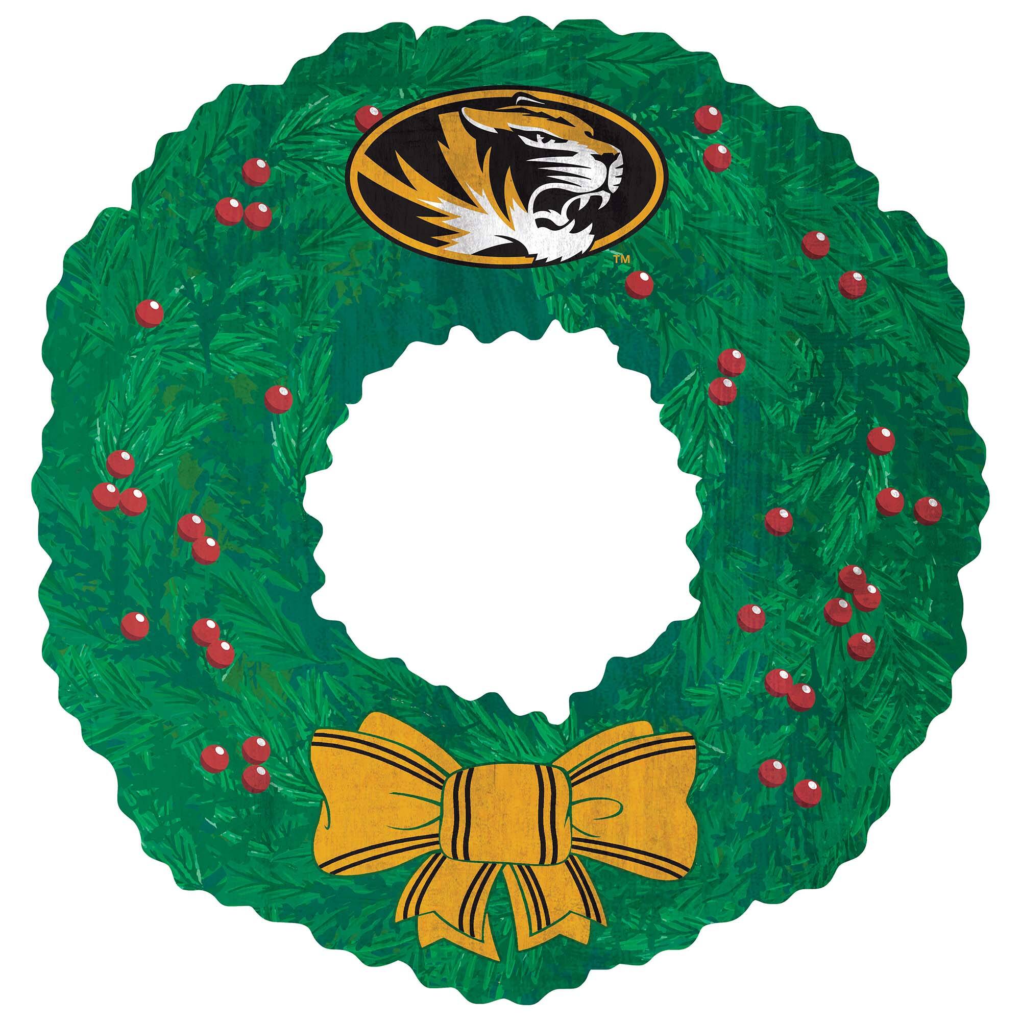 Front. Fan Creations - Missouri Tigers 16'' Team Wreath Sign - Green.