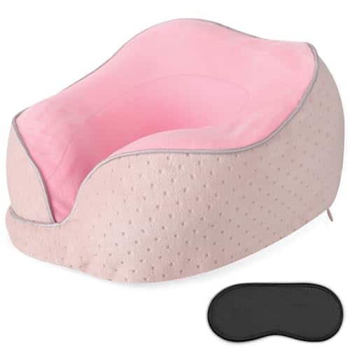 Pacoar Cade - Black Airplane Travel Pillow Comfortable Neck Pillows For Sleeping Portable Memory Foam U Shape Head And Support Car - Velvet Pink