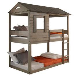 Manhattan Lane - Twin Size Wooden Bunk Bed with House Design, Brown - Brown