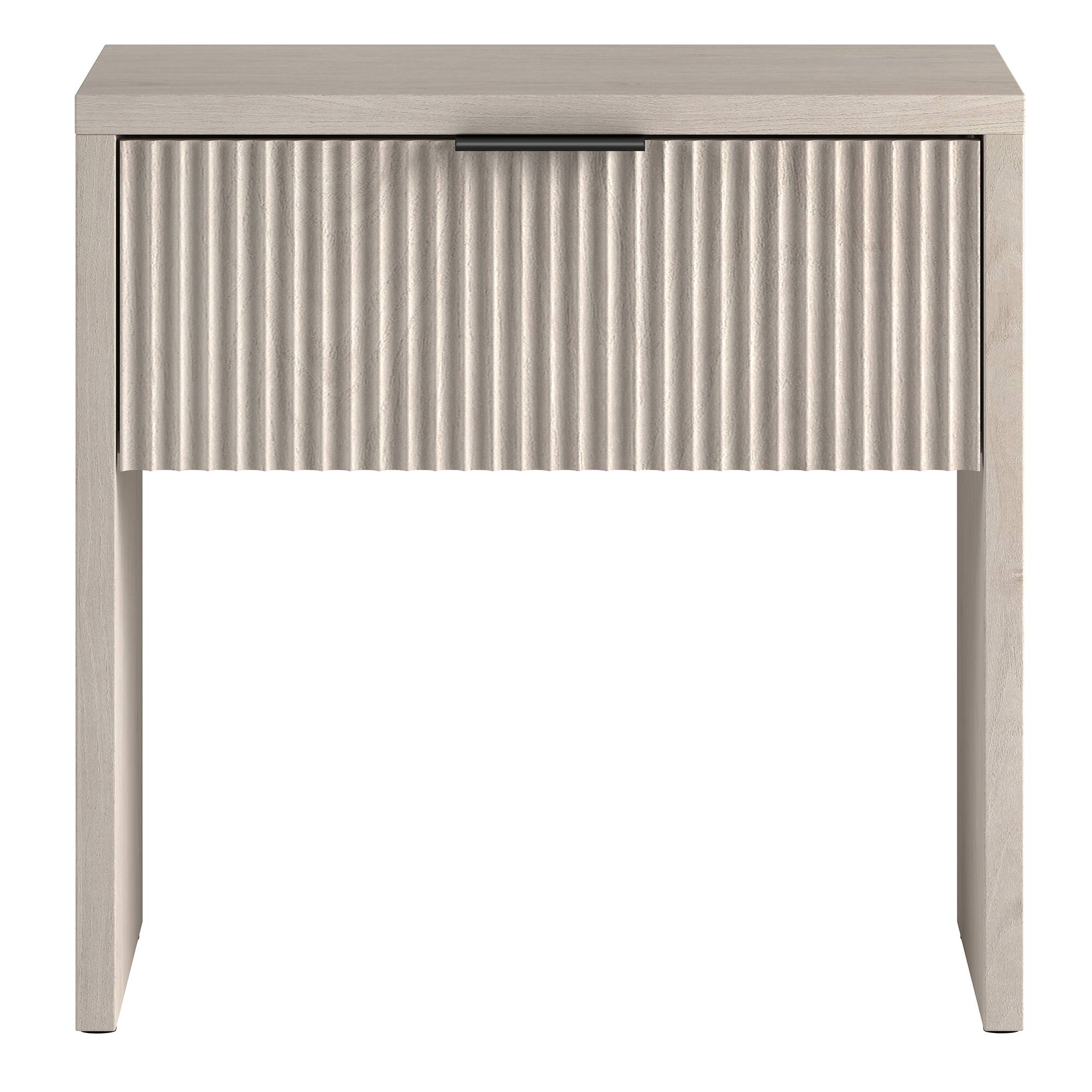Angle. Hudson&Canal - Kenslow 24" Wide Rectangular Fluted Nightstand in Alder White - White.