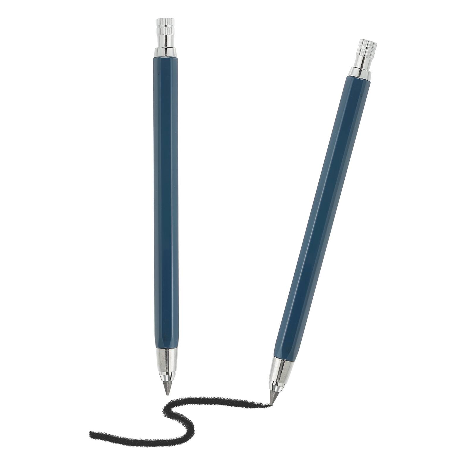 Front. Unique Bargains - 2pcs Mech Pencil 4.0mm, Lead Holder Large Metal w/ Sharpener for Drawing, Sketching, Woodworking - Blue.