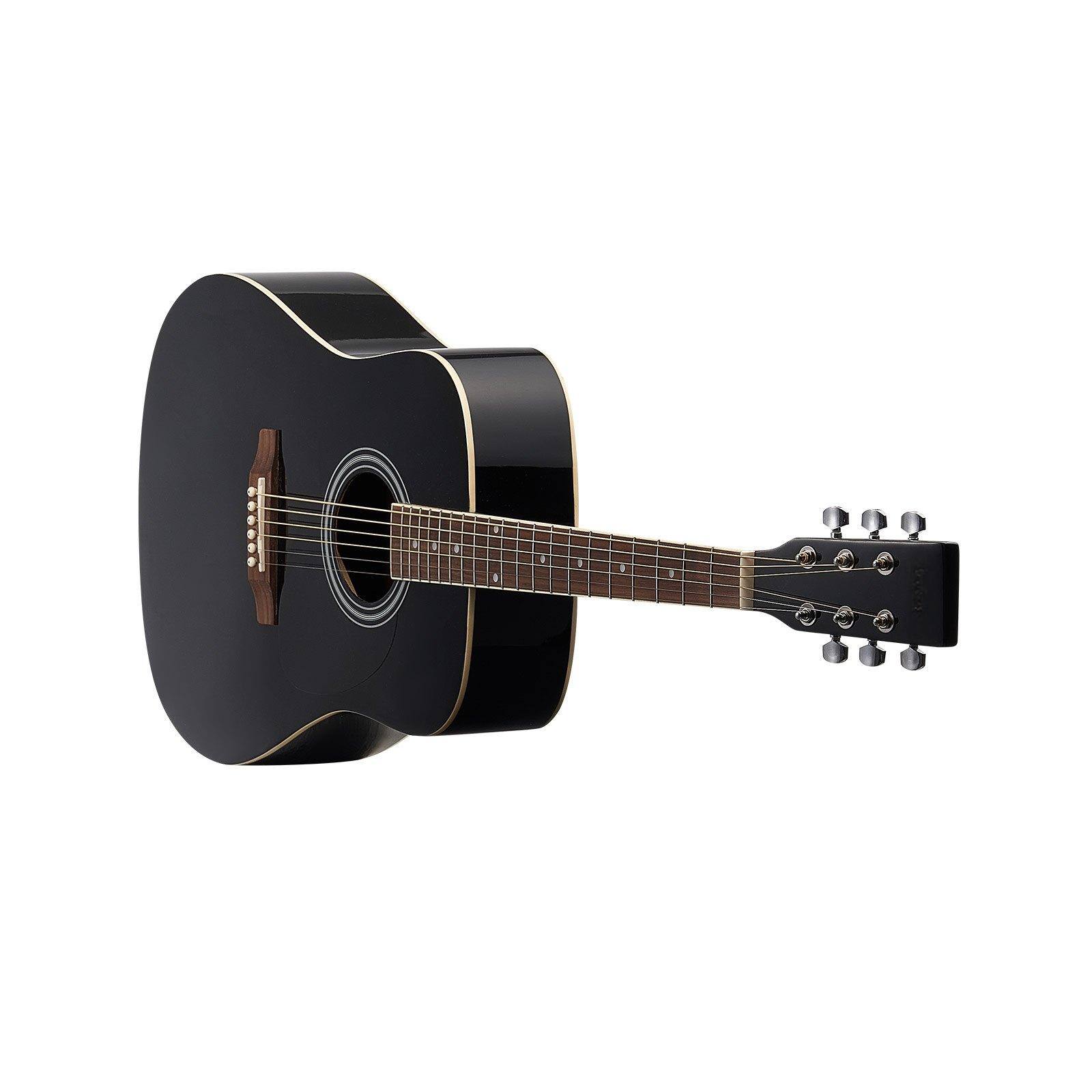 Alt View 10. Glintex - 41" Dreadnought Acoustic Guitar, Solid Spruce Top, 6-String, Beginner Bundle with Gig Bag, Tuner, Capo, Picks, Strap - Black.
