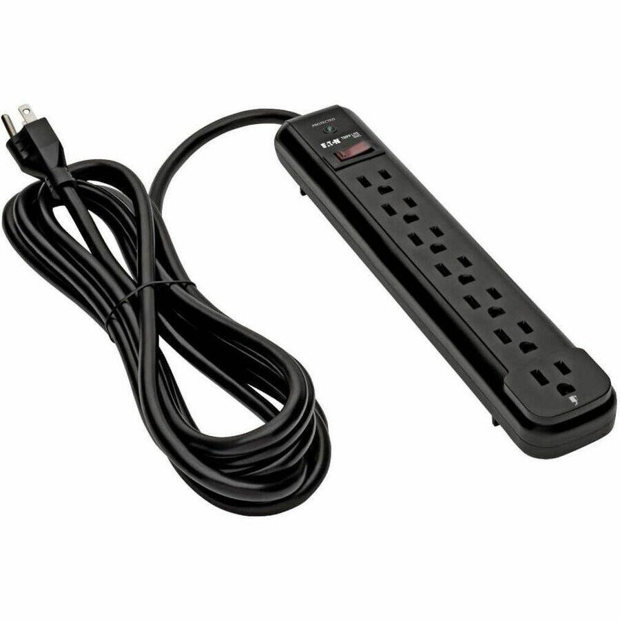 Alt View 4. Tripp Lite - Eaton Tripp Lite Series Protect It! 7-Outlet Surge Protector, 12 ft. Cord, 1080 Joules, Diagnostic LED, Black Housing - Black.