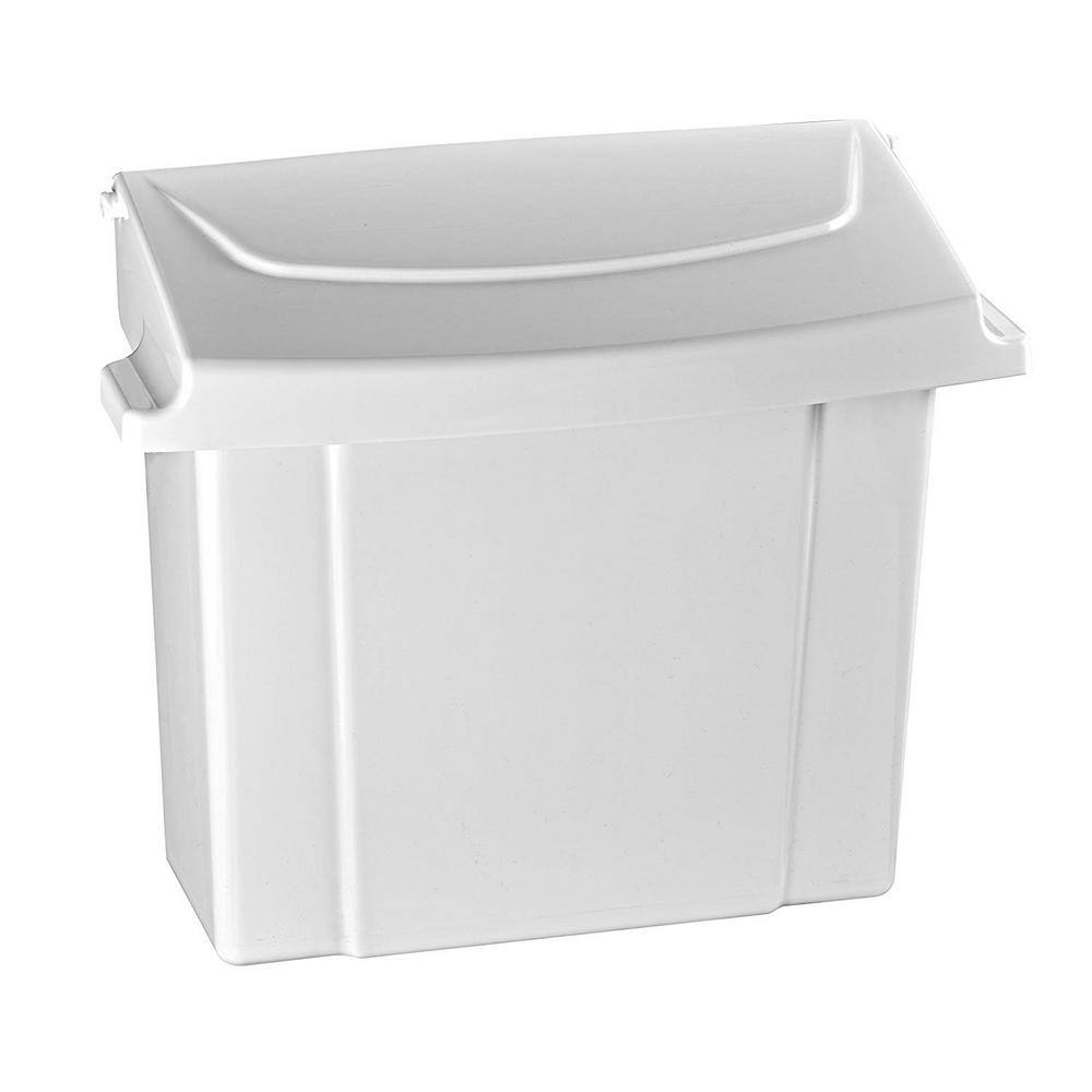Front. Alpine Industries - Plastic Sanitary Napkin Receptacle Trash Can - White.