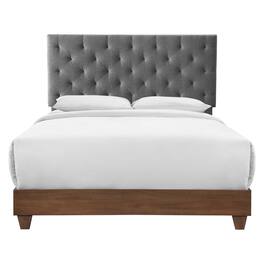 Modway - Rhiannon Diamond Tufted Upholstered Fabric Queen Bed - Gray