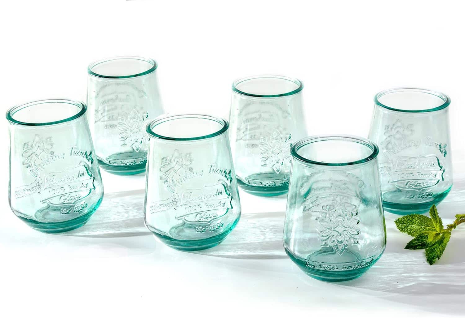 Euro Ceramica Home - Euro Ceramica Bara Collection 6 Piece Tumbler Set - 6 Recycled Glass Tumbler Cups - No Stem - 14oz Capacity - Clear/Green price history on PriceWatchPro