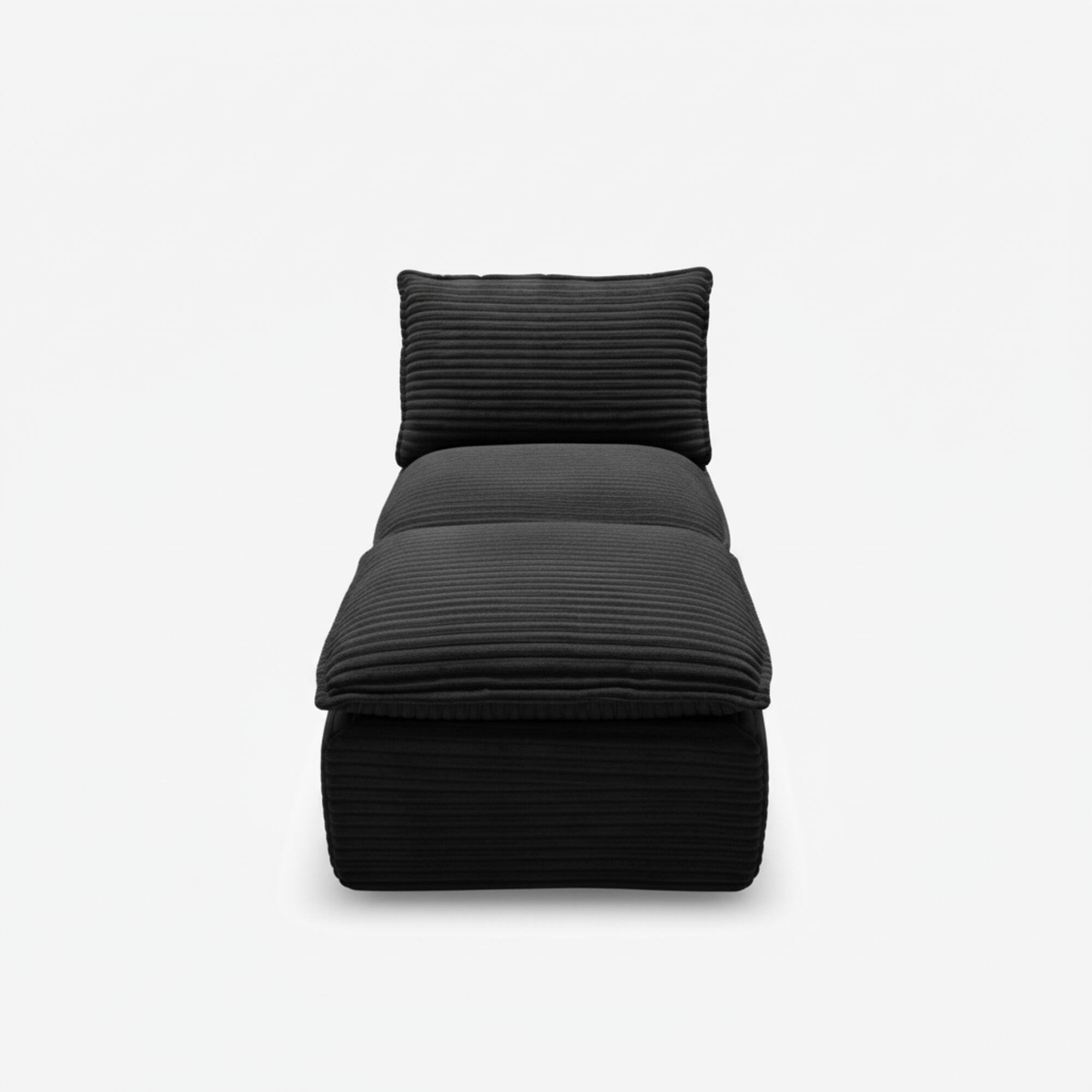Back. Loheer - Loheer- Modern Corduroy Cloud Sofa Modular Sectional Couch For Living Room 5.8x2.5x2.9 ft - Dark Gray.