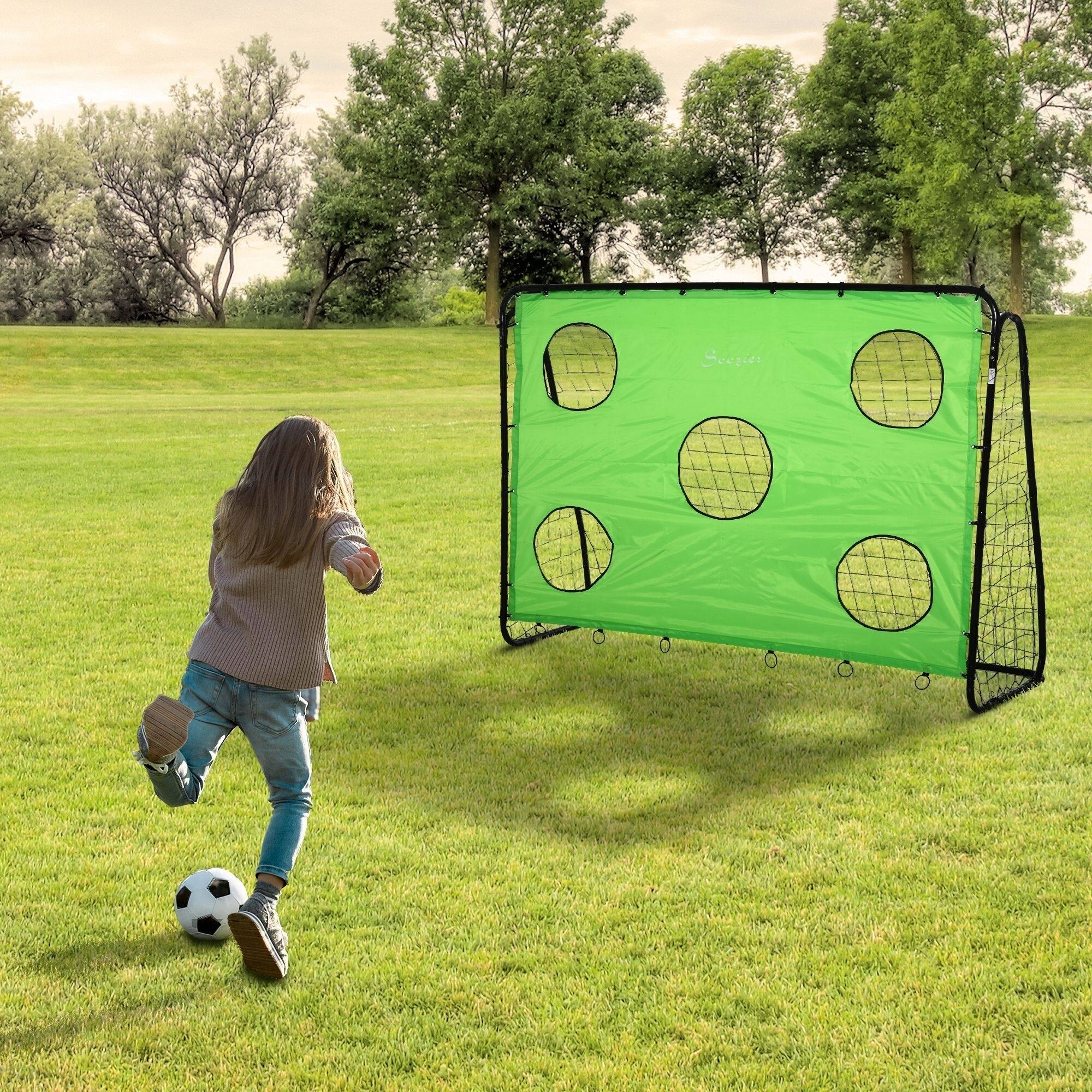 Alt View 1. Soozier - 8 x 3ft Soccer Goal Target Goal 2 in 1 Design Indoor Outdoor Backyard with All Weather Polyester Net Best Gift - Black,Green.
