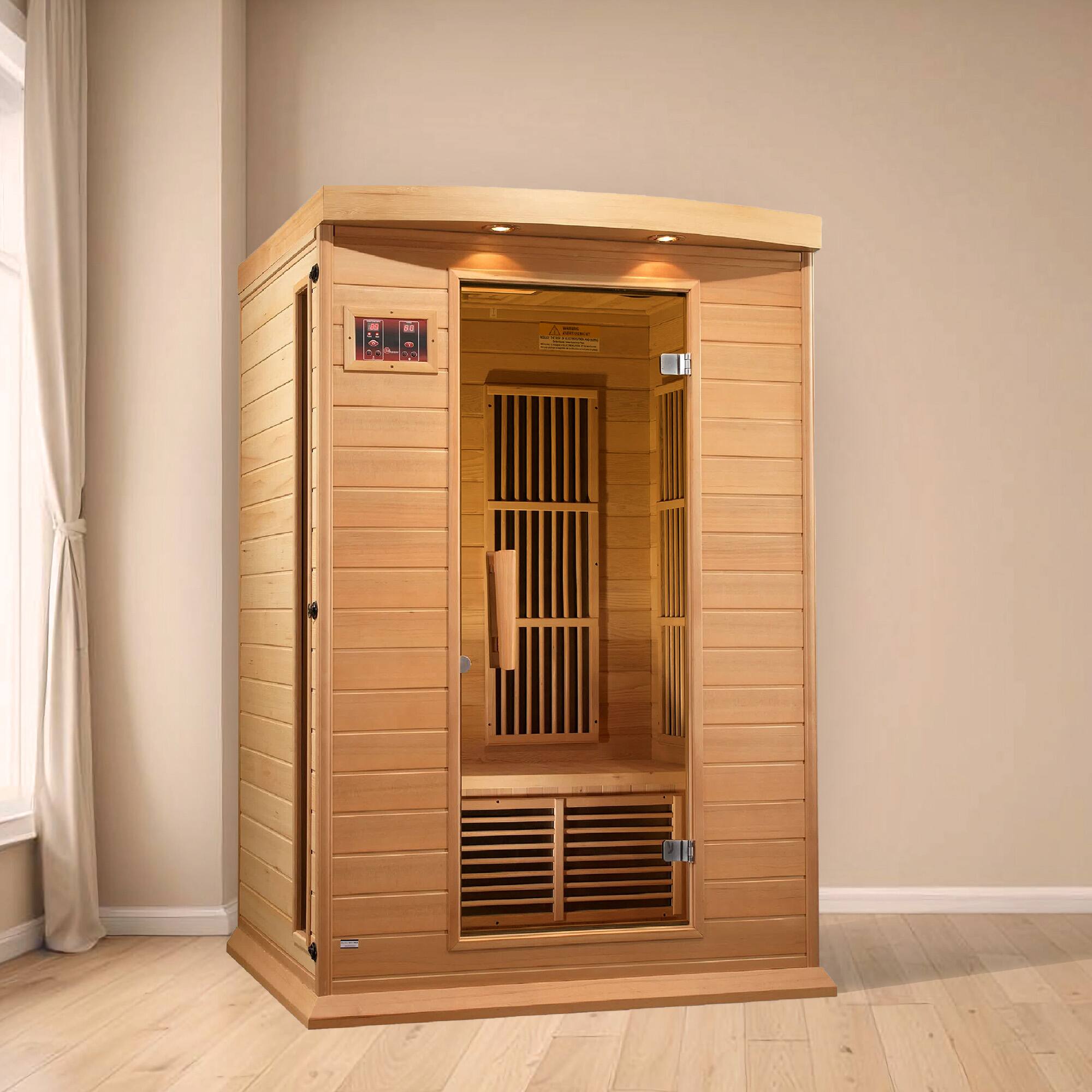 Alt View 7. Dynamic Saunas - Dynamic Saunas Toulouse 2 Person Infrared Sauna w/Speakers, Canadian Hemlock - Natural Finish.