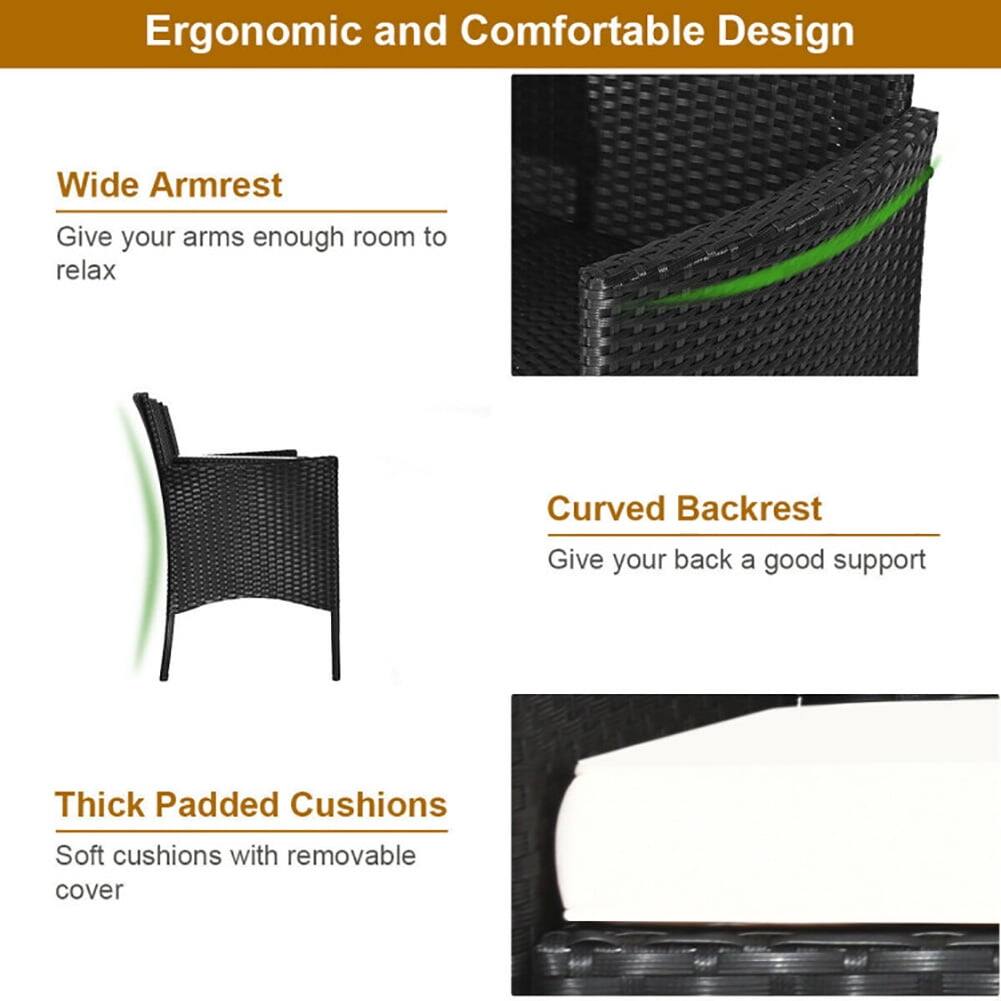 Ergonomic and Comfortable Design

Wide Armrest  
Give your arms enough room to relax

Curved Backrest  
Give your back a good support

Thick Padded Cushions  
Soft cushions with removable cover