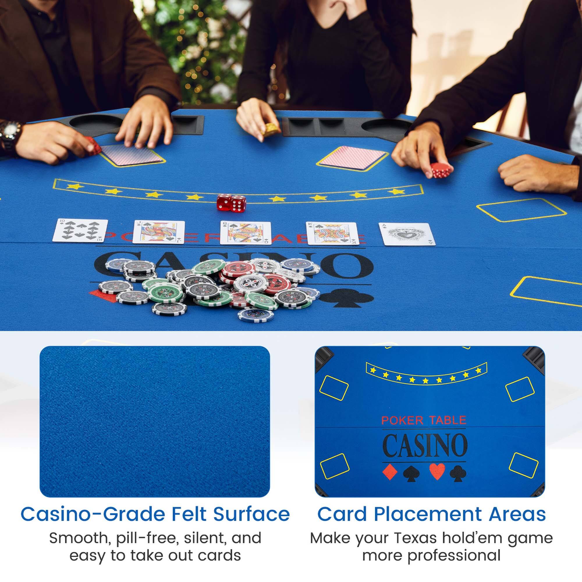 POKER TABLE CASINO, Casino-Grade Felt Surface, Card Placement Areas, Smooth, pill-free, silent, and, Make your Texas hold'em game more professional