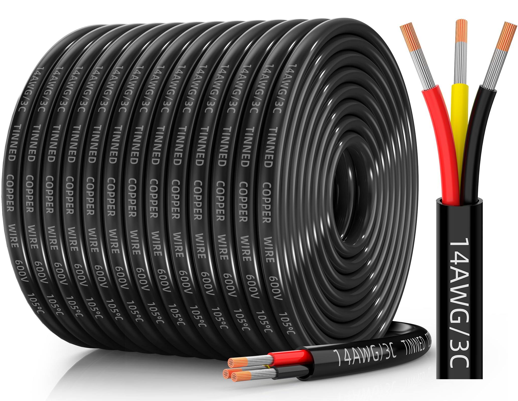 PO3TICJUNKI3- gauge wire conductor electrical awg tinned copper stranded pvc cable waterproof flexible low cord automotive- 200FT 14AWG