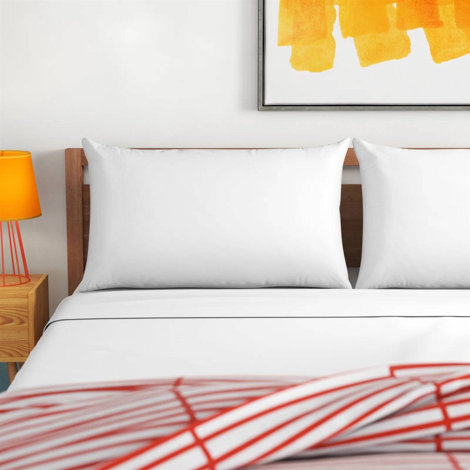 Angle. Hivvago - Set of 2 -King size Bed Pillow with Plush Polyester Fill and 2 Pillowcases - White.