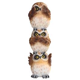 FC Design - 8"H Hear-No, See-No, Speak-No Evil Stacked Owls Figurine Statue Office Desk Tabletop Home Decor Gift - Multi-Color