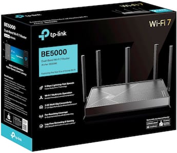 TP Link Archer BE5000 Dual Band Wi Fi 7 Router Black Archer BE5000 TP Link Archer BE5000 Dual Band Wi Fi 7 Router Black Archer BE5000