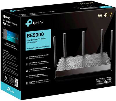 TP Link Archer BE5000 Dual Band Wi Fi 7 Router Black Archer BE5000 TP Link Archer BE5000 Dual Band Wi Fi 7 Router Black Archer BE5000