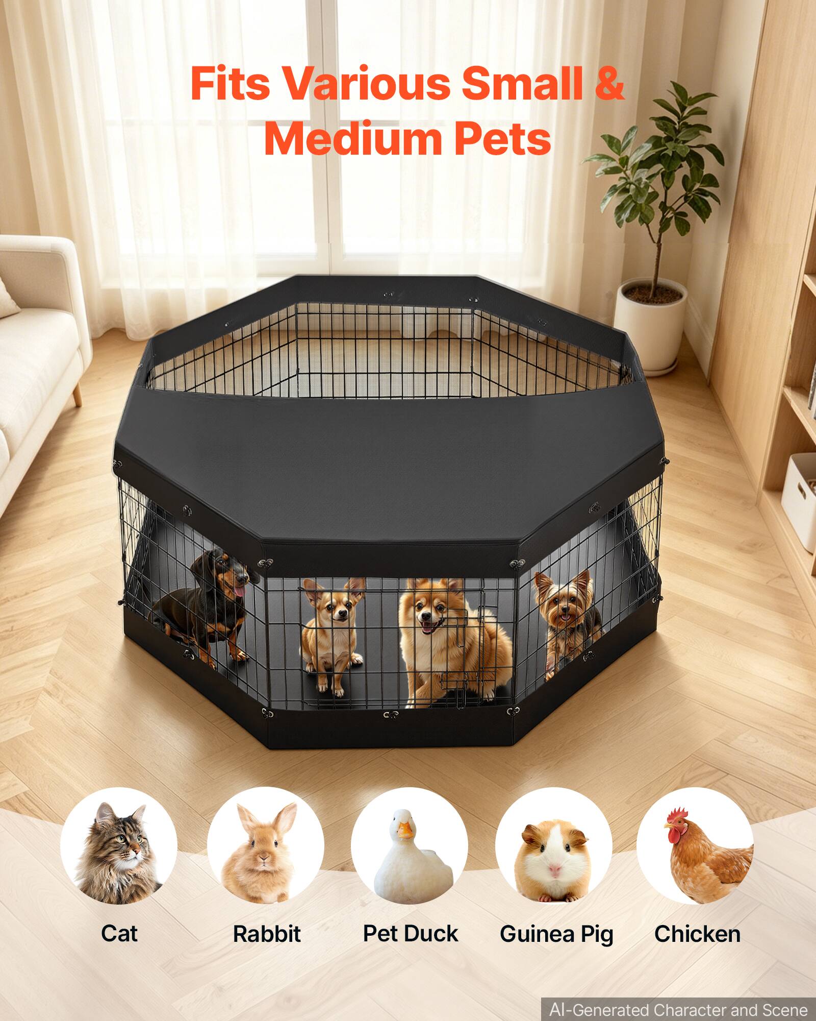 Fits Various Small & Medium Pets

Cat
Rabbit
Pet Duck
Guinea Pig
Chicken

AI-Generated Character and Scene