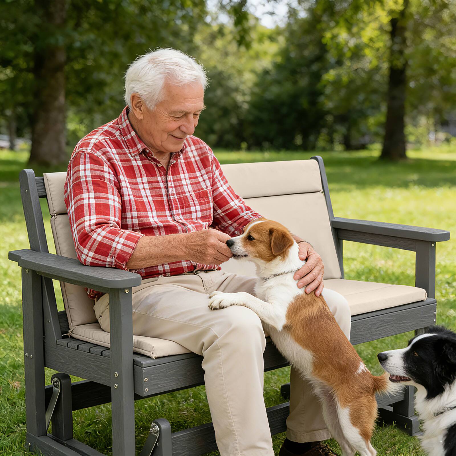 Alt View 1. Chateau Abodes - Outdoor Loveseat Glider Cushion, 42” x 48” Waterproof Patio Seat Pad for Bench, Swing & Outdoor Furniture - Khaki.