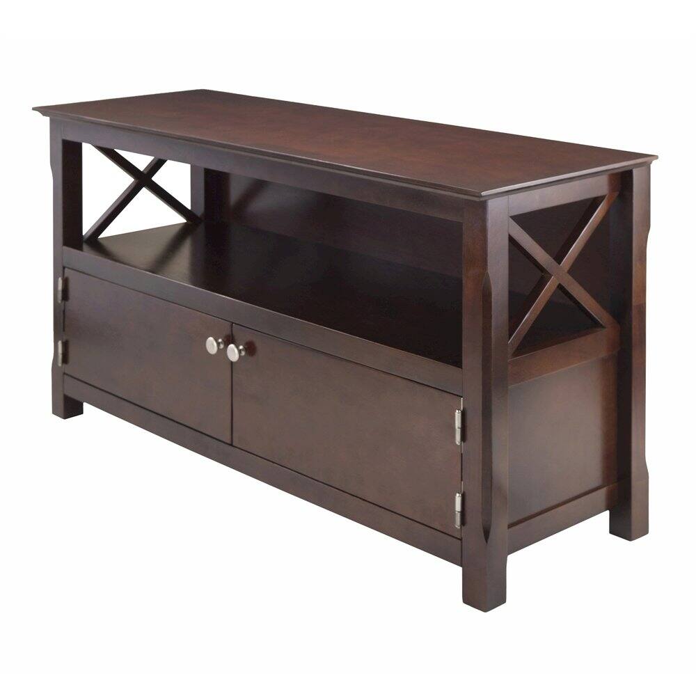 Left. FurniFact - Black TV Stand with Spacious Storage and Modern Design - Cappuccino.