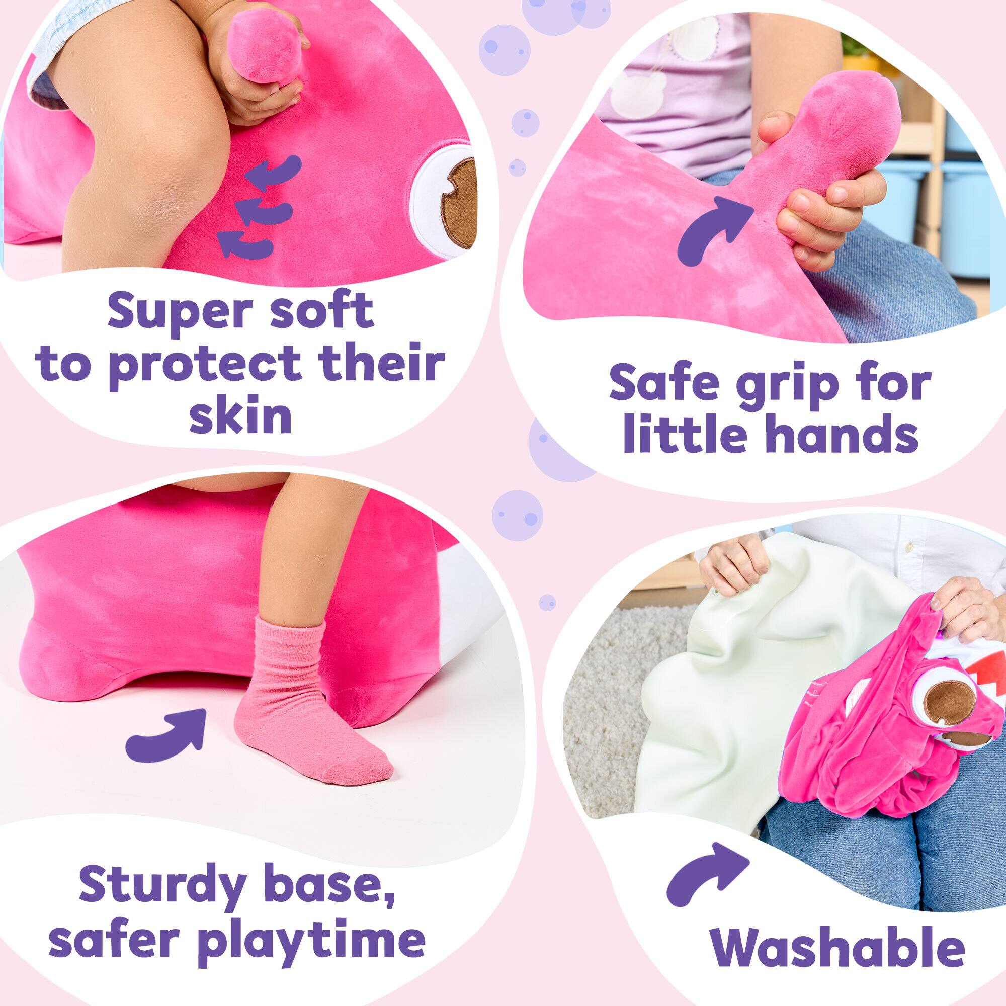 Super soft to protect their skin  
Safe grip for little hands  
Sturdy base, safer playtime  
Washable