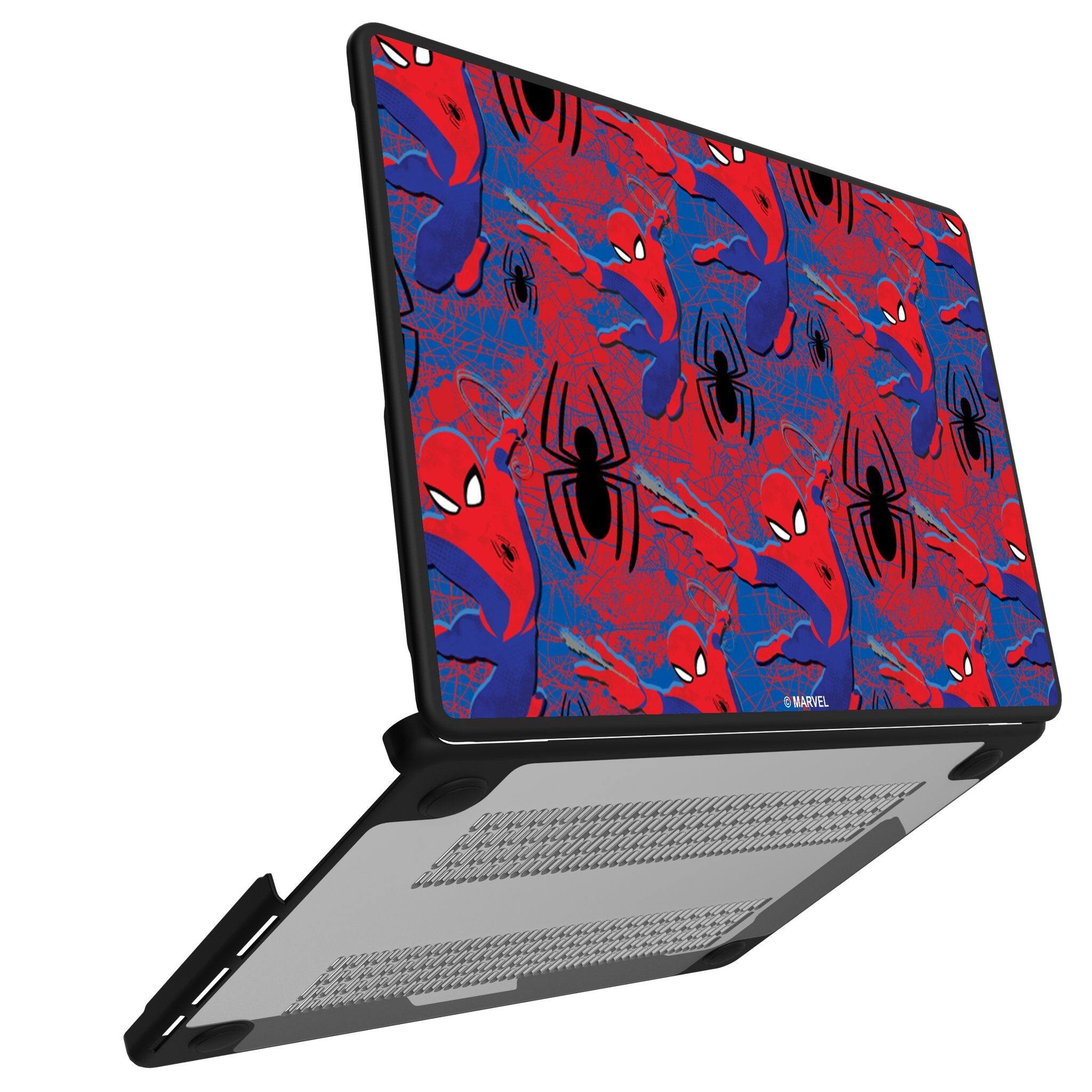 Angle. Keyscaper - Marvel Pattern Laptop Case - Apple MacBook Pro (13-inch, 2020) - Spider-Man.