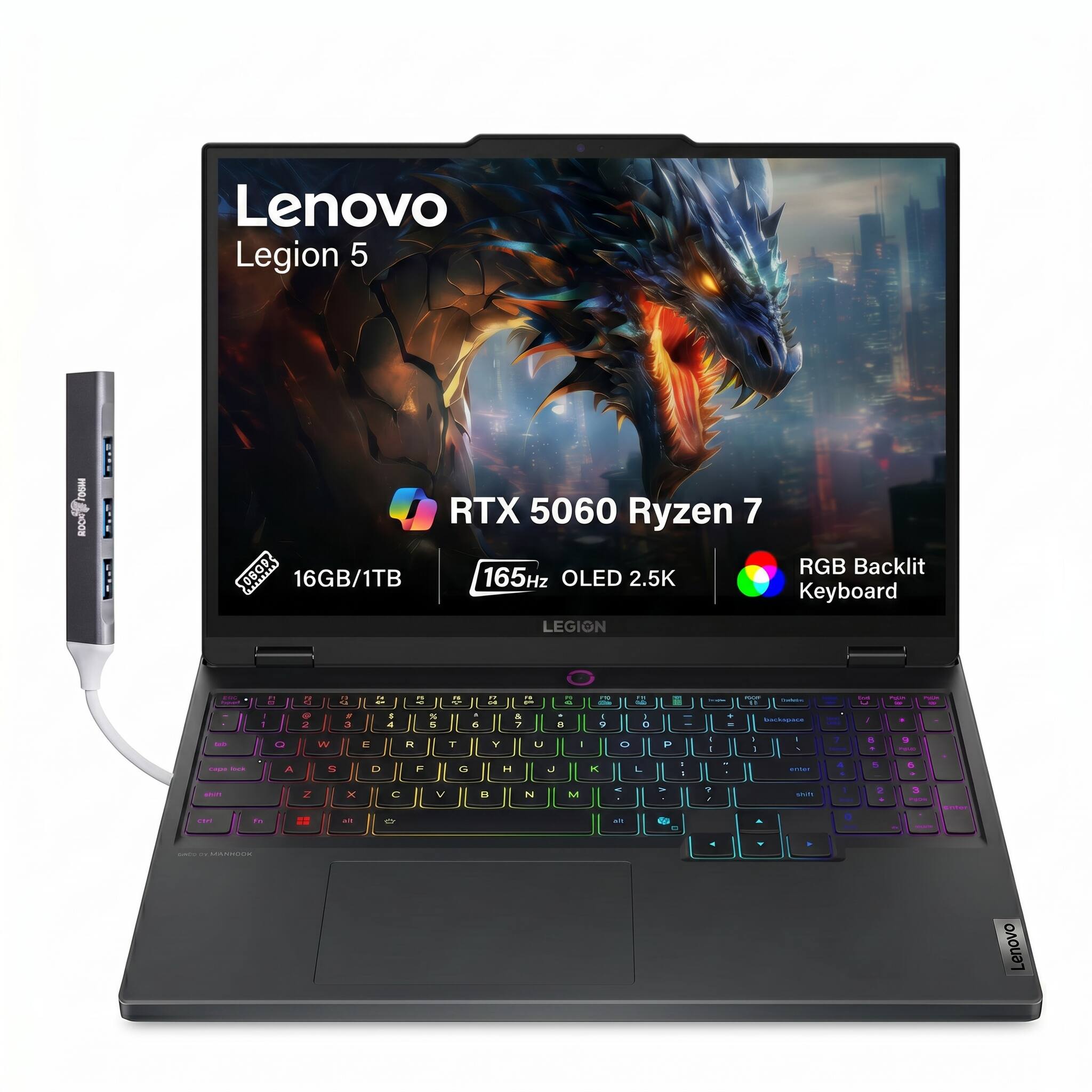 Lenovo Legion 5 - ROOM ...- : RTX 5060 Ryzen 7 0GOD 16GB/1TB 165Hz OLED 2.5K LEGION RGB Backlit Keyboard