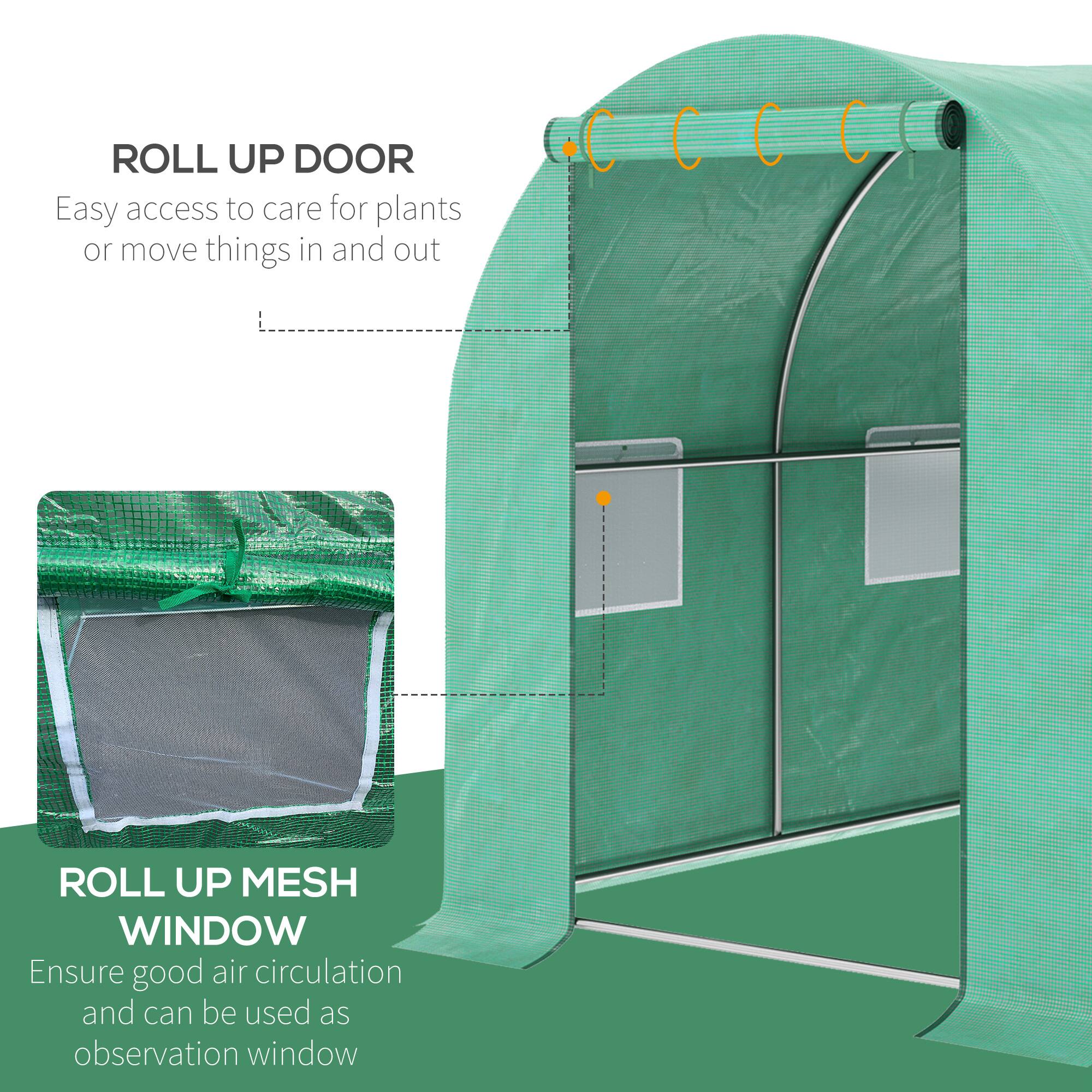ROLL UP DOOR: Easy access to care for plants or move things in and out
ROLL UP MESH WINDOW: Ensure good air circulation and can be used as observation window
