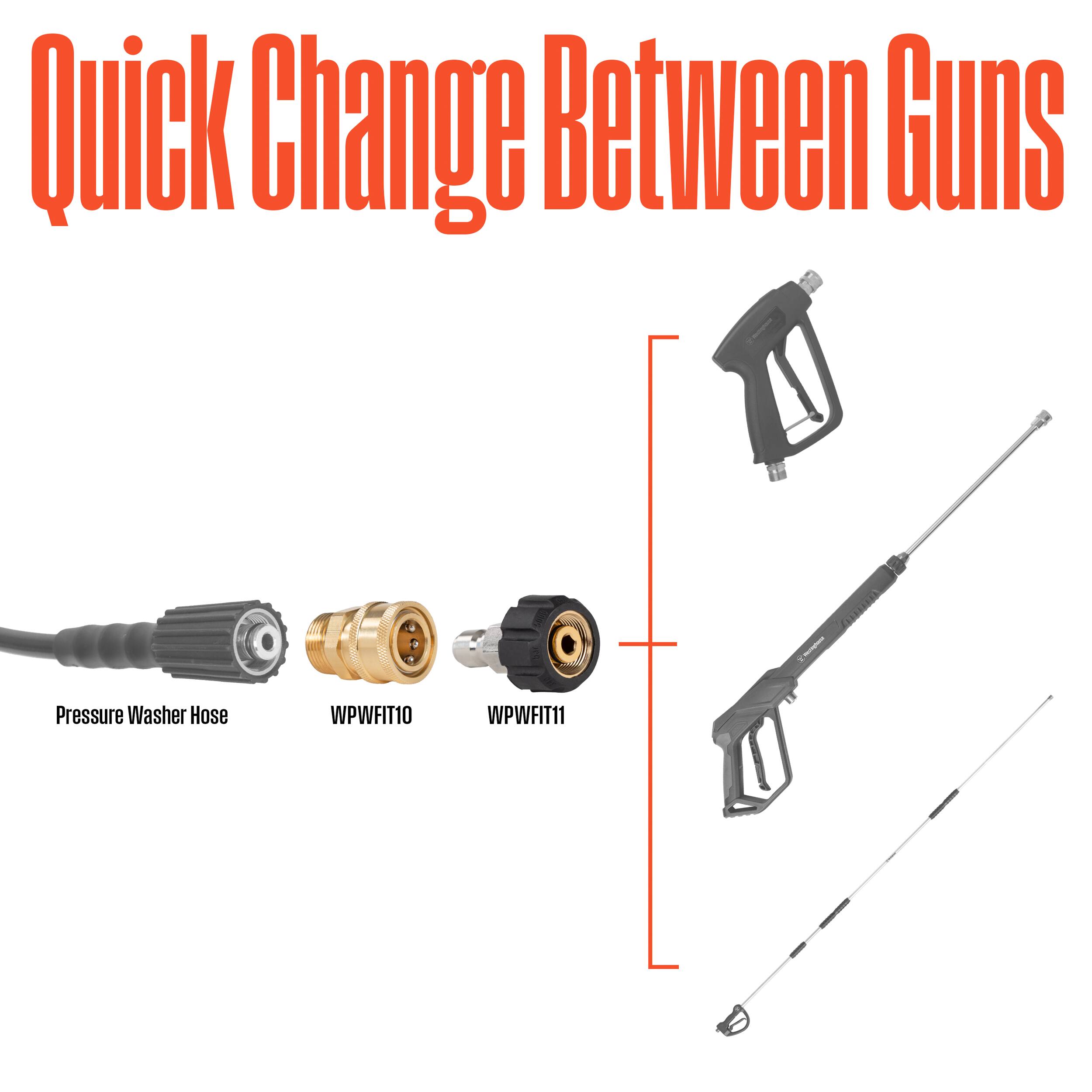 Quick Change Between Guns

Pressure Washer Hose

WPWFIT10

WPWFIT11