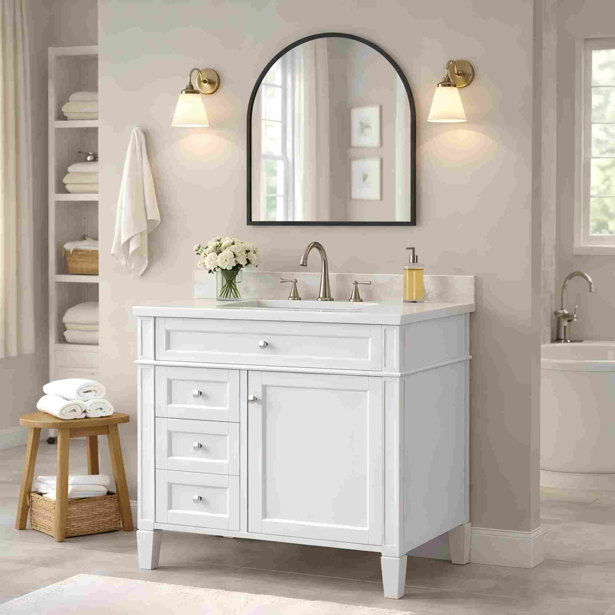 Alt View 2. Boyel Living - 30 Inch Bathroom Vanity Cabinet Only No Sink Green 2 Drawers and Tip Out DrawerWhite - White.