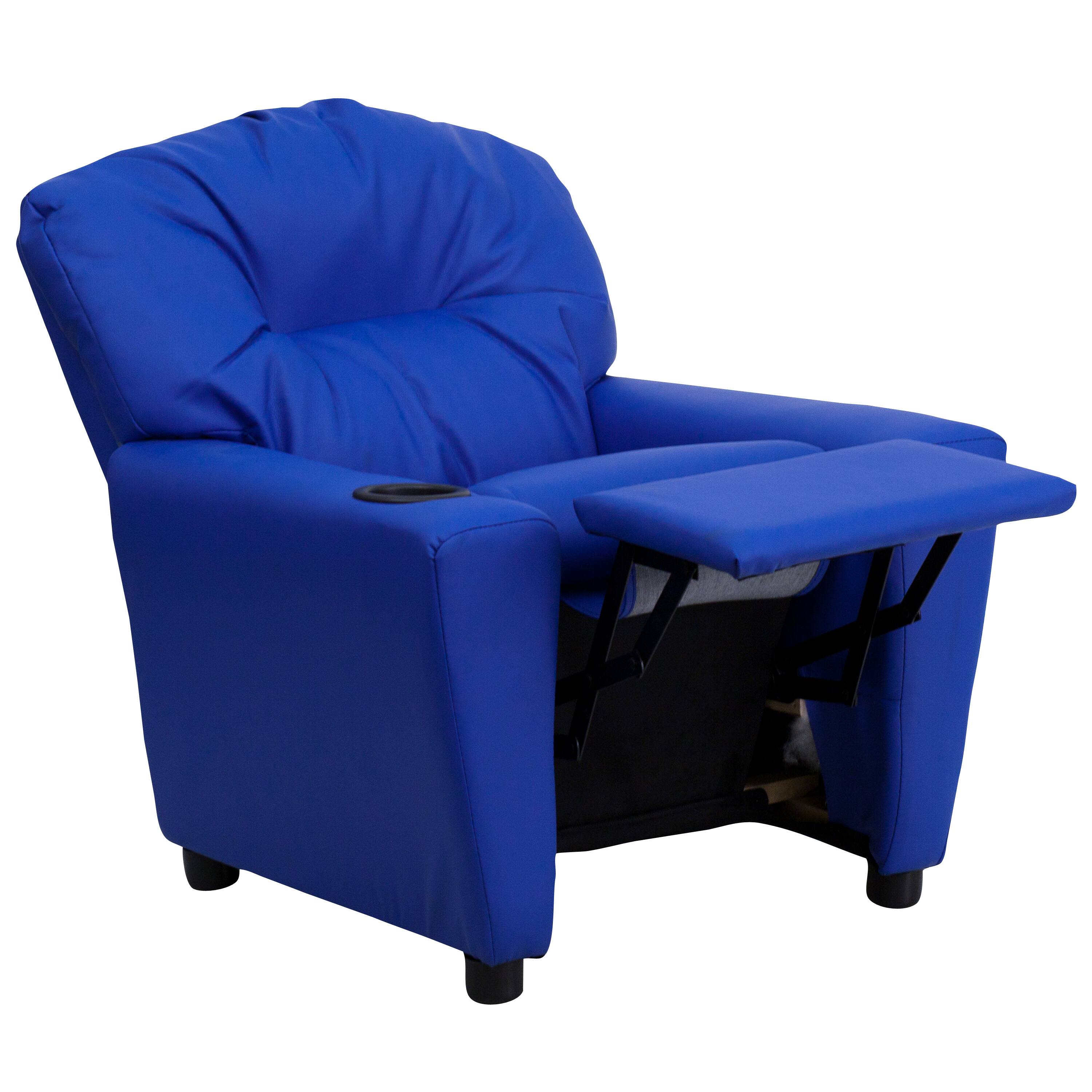 Alt View 9. Emma + Oliver - Contemporary Kids Recliner with Cup Holder - Blue Vinyl.