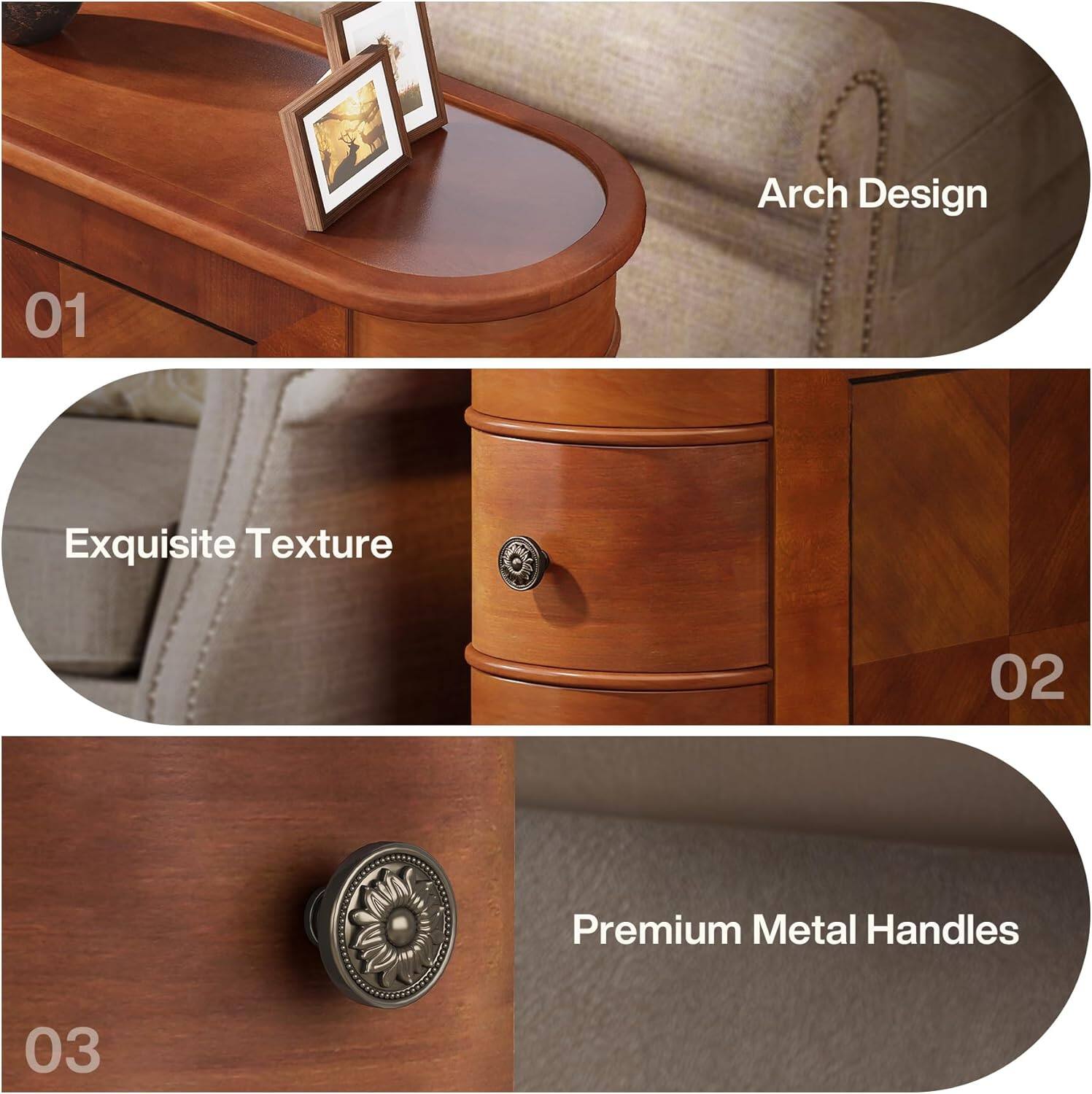 Tribesigns End Table with Solid Wood Construction, Metal Frame and Easy ...
