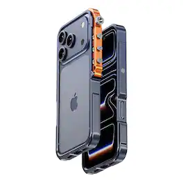 Dteck - Aluminum Metal Bumper Phone Case for Apple iPhone 17 Pro Max, Shockproof Protective Frame Cover with Open Back Design - Blue