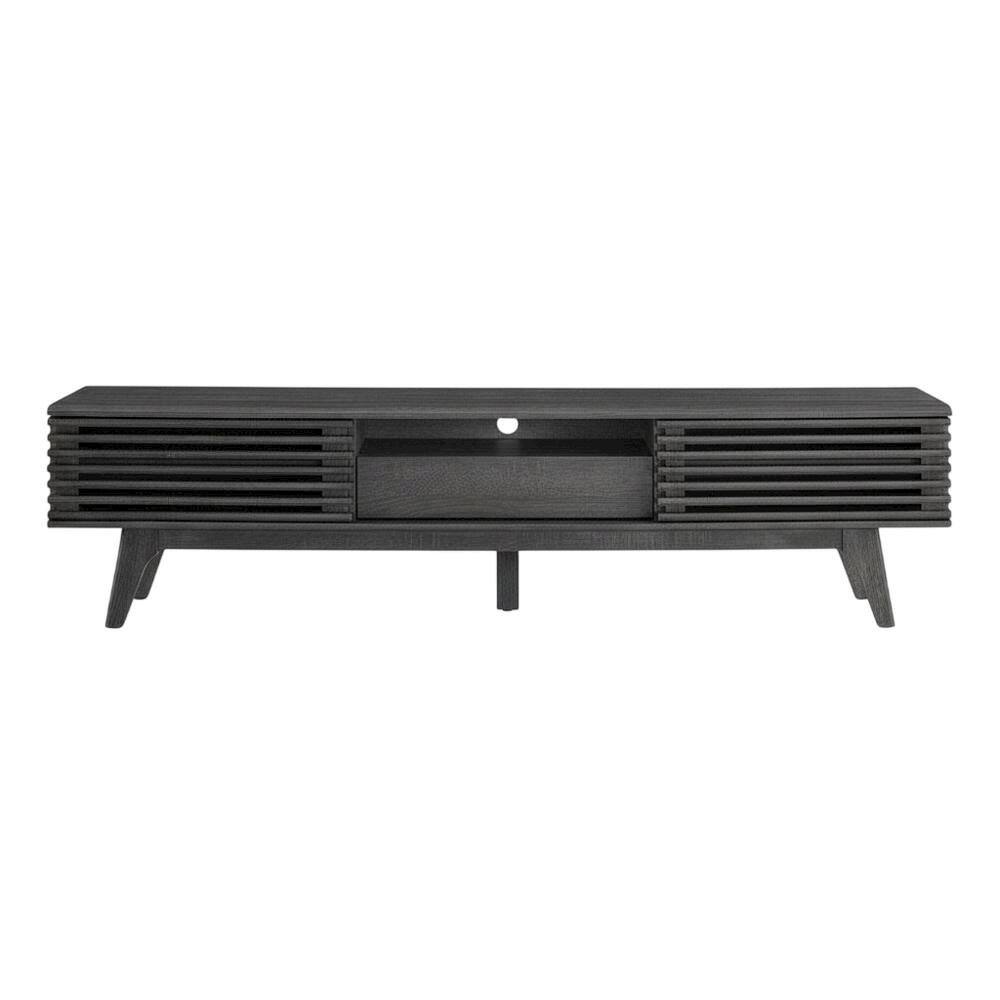 Back. FurniFact - Gray wood TV stand with sleek design and spacious storage - Gray.