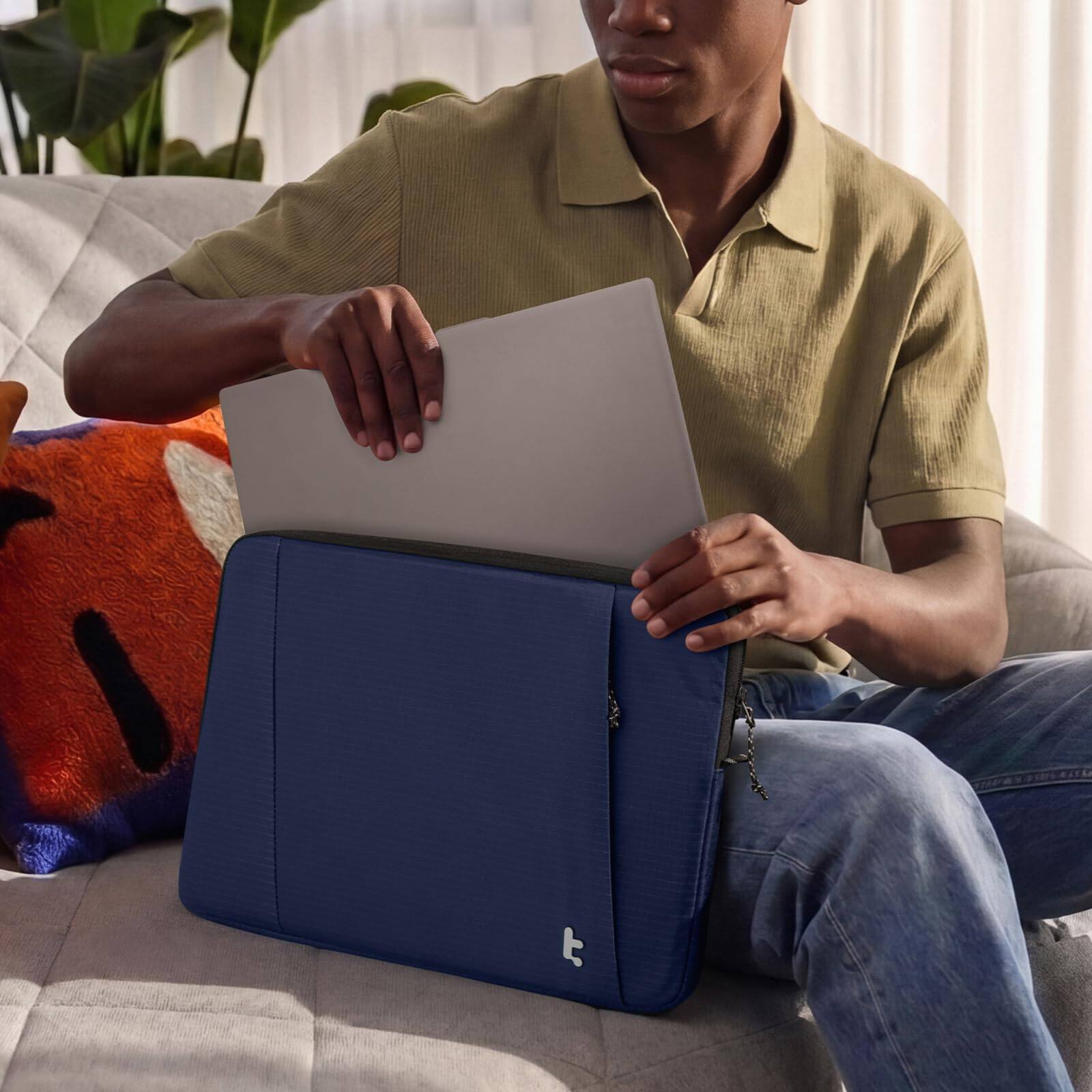Alt View 6. tomtoc - Essence-A35 360° Protective Laptop Sleeve Case for 13.5-14.4 inch HP Dell Acer ASUS Lenovo ThinkPad Laptop Notebook - Navy Blue.