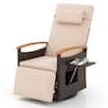 Front. Costway - Outdoor 360° Swivel Rattan Recliner Chair Patio Wicker Chaise Lounge Chair - Beige + Mix Brown.