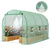 Front. VEVOR - Walk-in Tunnel Greenhouse, 10 x 7 x 7 ft Hoop House Greenhouse Tunnel with Watering System, Plant Hot House - Green.