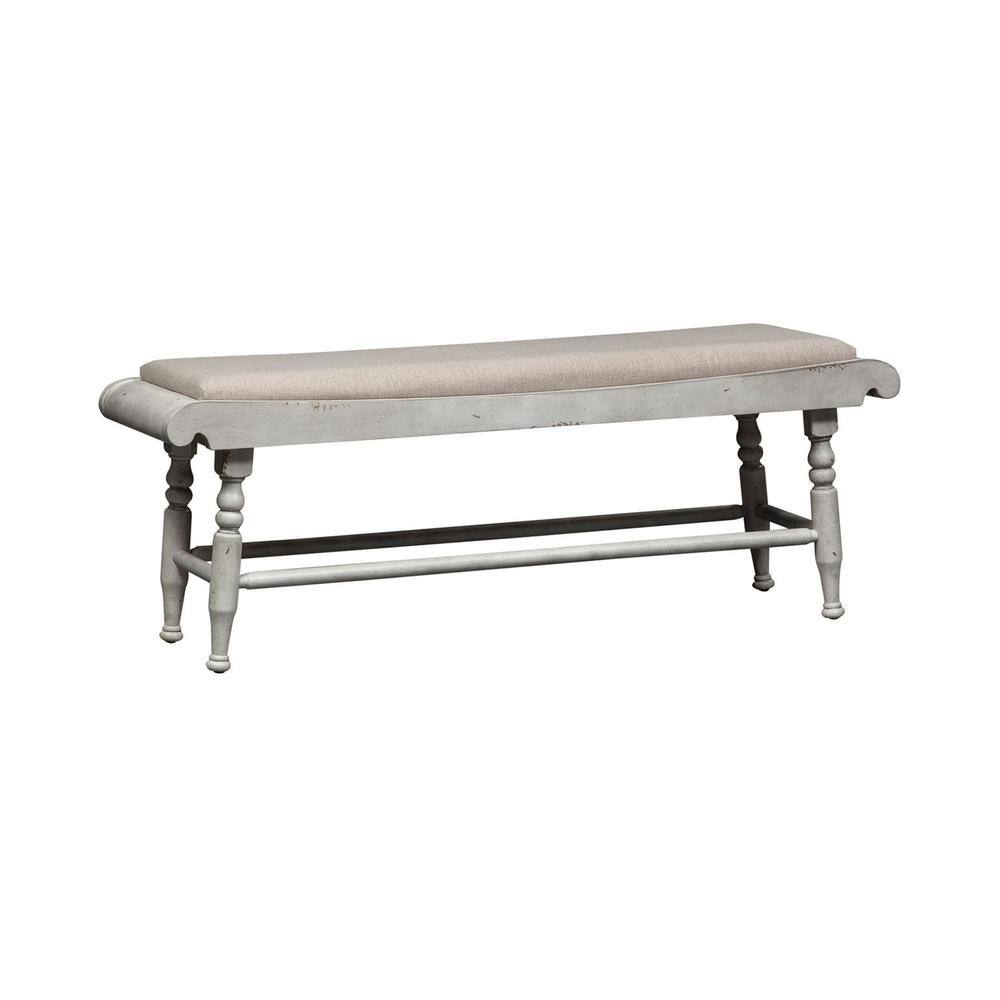 Back. Liberty Furniture Industries - Whitney Bench (RTA) in Antique Linen w/ Weathered Gray - White.